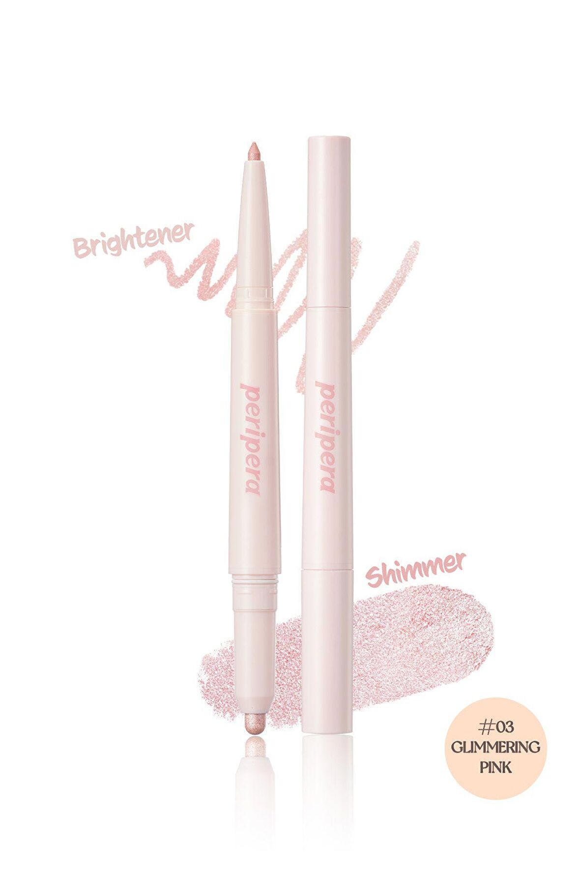 Çift Taraflı Kapatıcı ve Işıltılı Kalem Far Peripera Sugar Twinkle Duo Eye Stick (03 Glimmering Pink