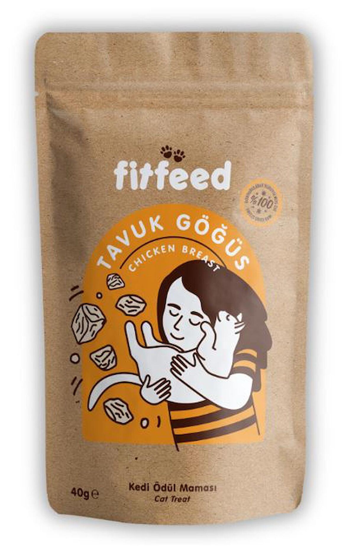 Freeze-Dried Çiğ Tavuk Göğüs Kedi Ödülü 40g