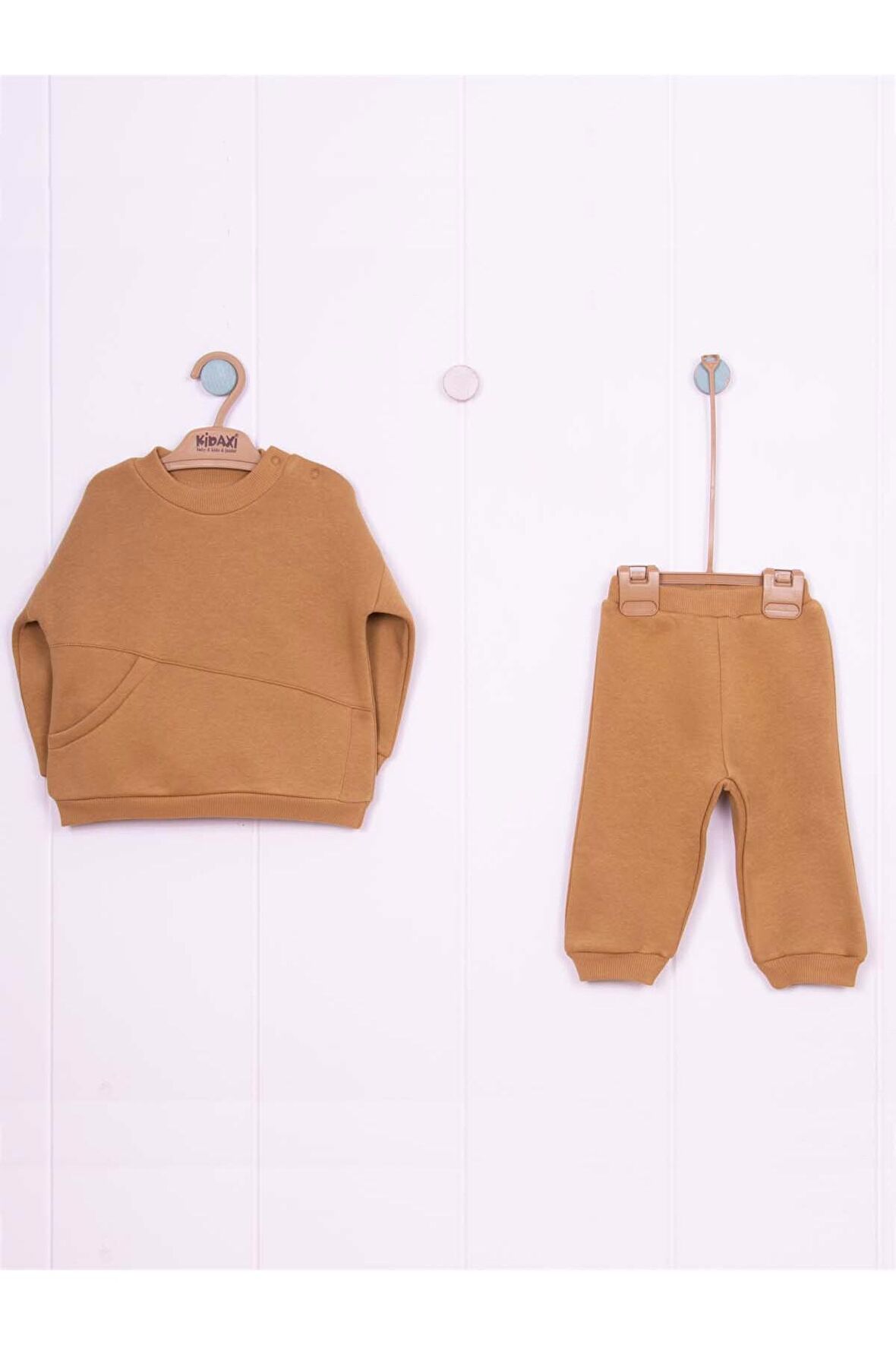 Asimetrik Cep Detaylı 3 iplik İkili Bebe  takımı