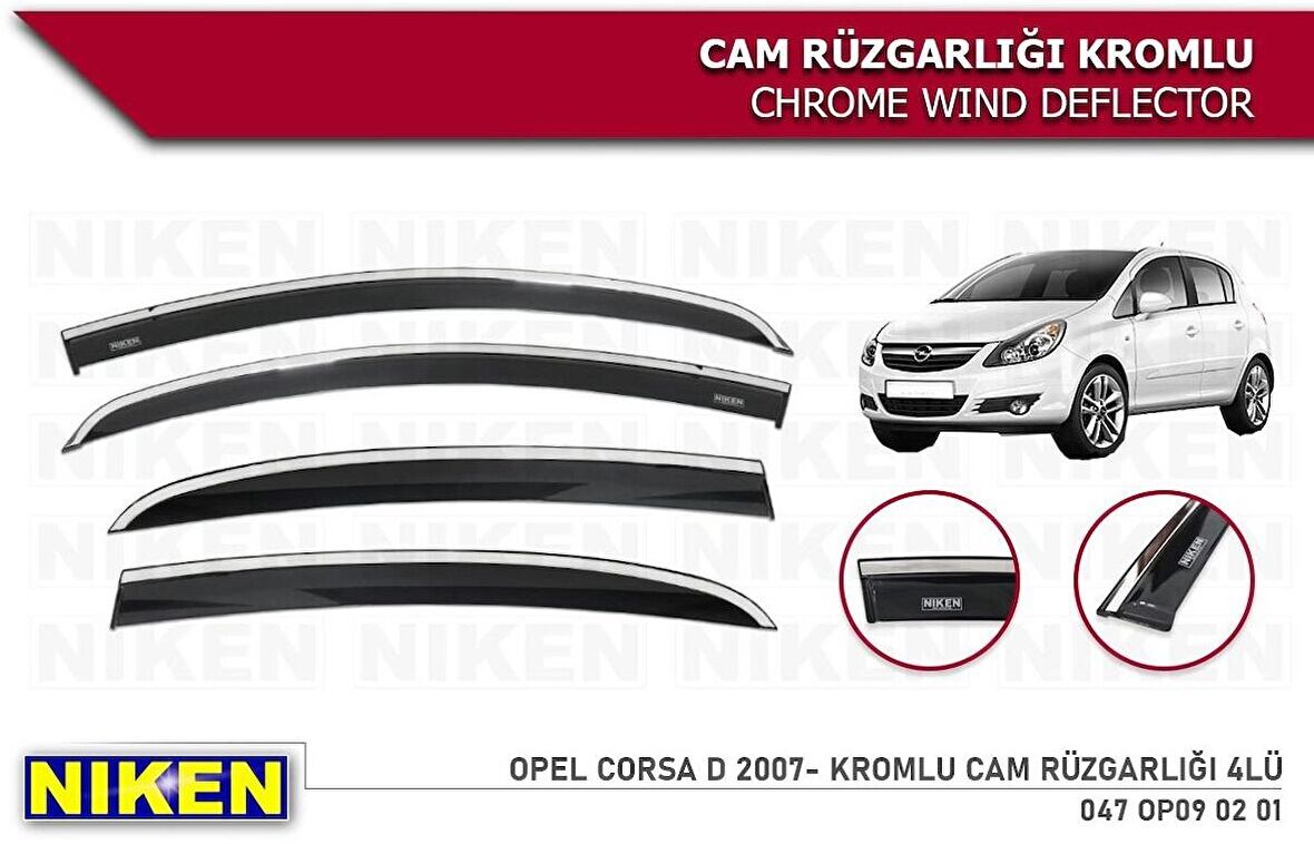 Opel Corsa D Cam Rüzgarlığı Kromlu 2007 / 2015 Niken