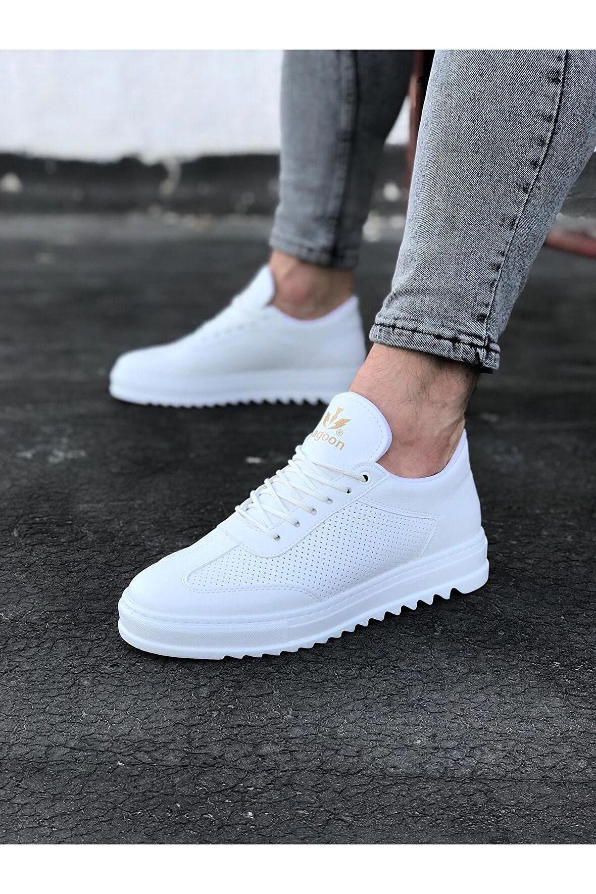 Erkek Casual Ayakkabı Beyaz Topuk Boyu 3 Cm