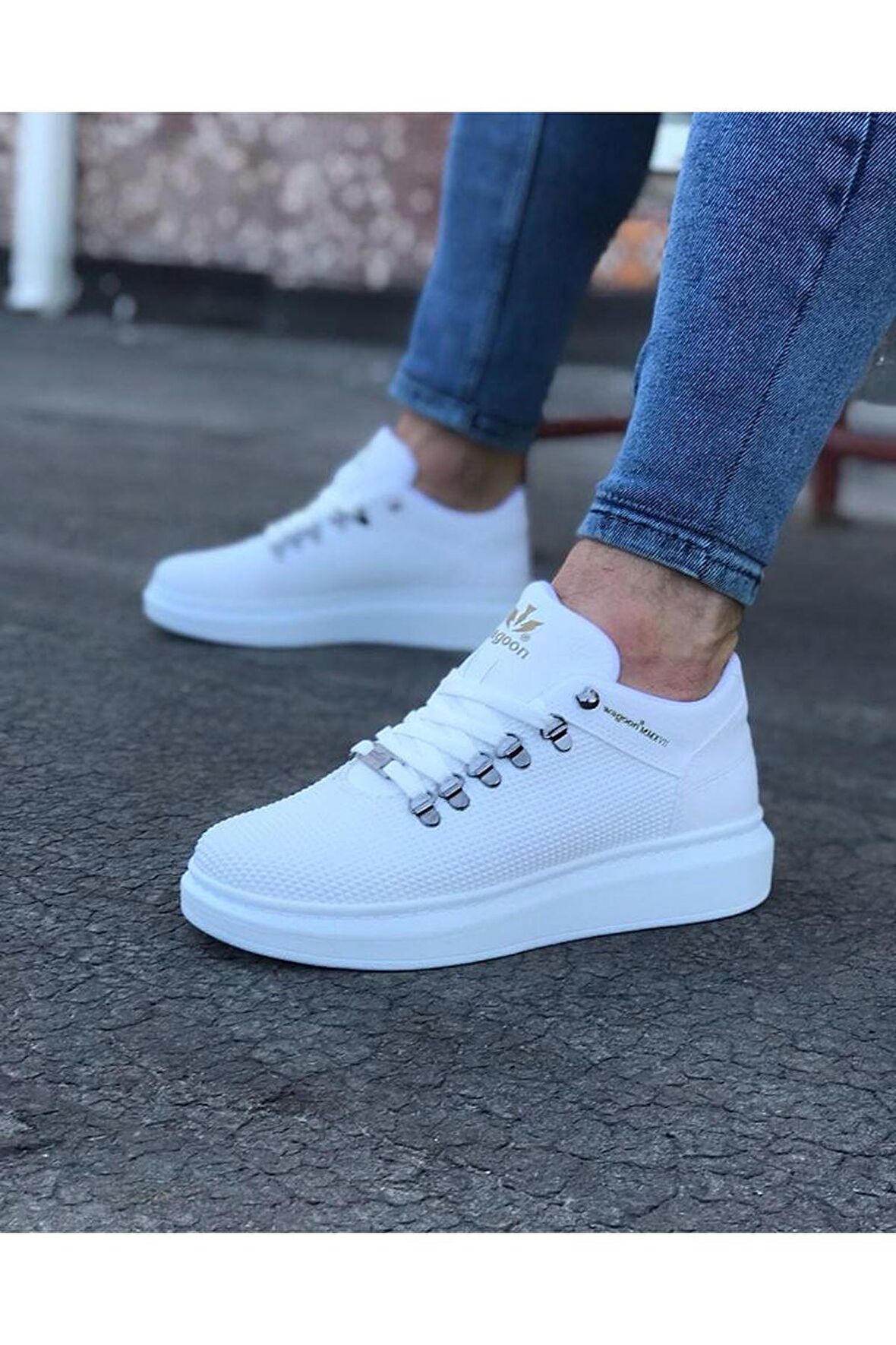 Erkek Casual Ayakkabı Vegan Beyaz Topuk Boyu 3 Cm