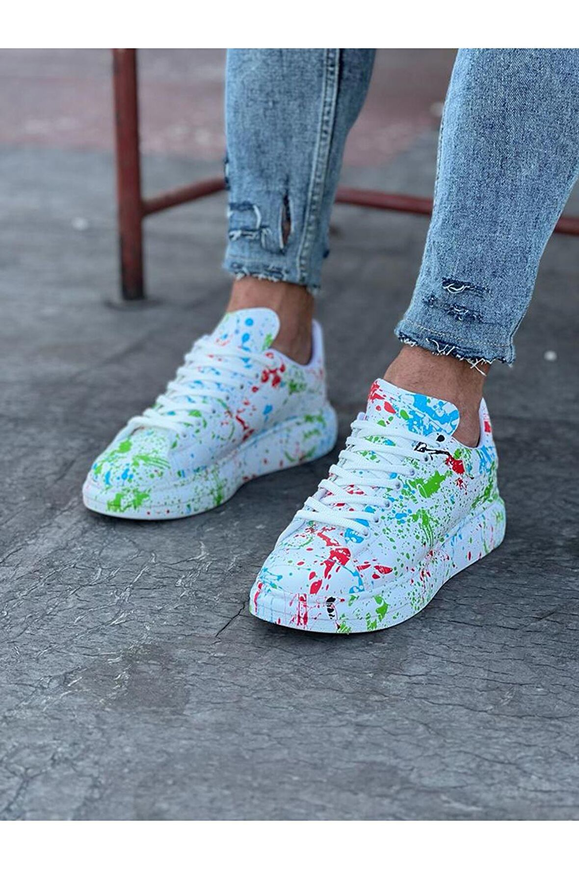 Erkek Casual Ayakkabı Vegan Boyalı Topuk Boyu 3 Cm