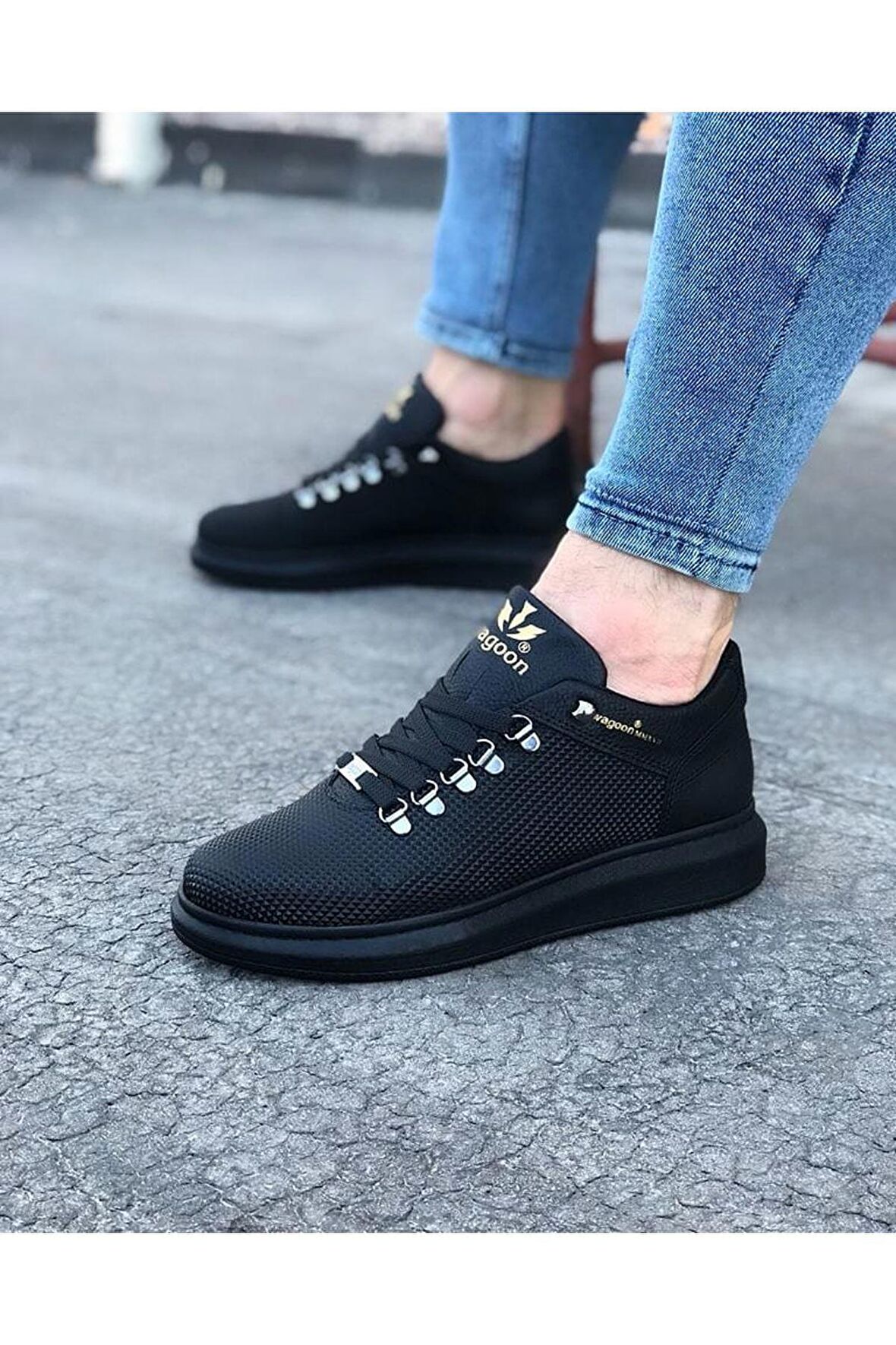 Erkek Casual Ayakkabı Vegan Kömür Topuk Boyu 3 Cm