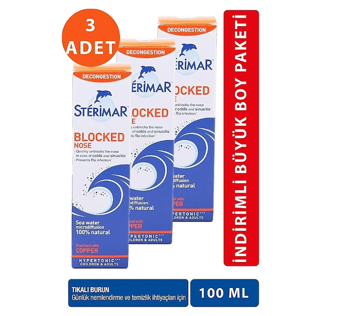 Sterimar Blocked Nose Hipertonik 100 ml  3 adet