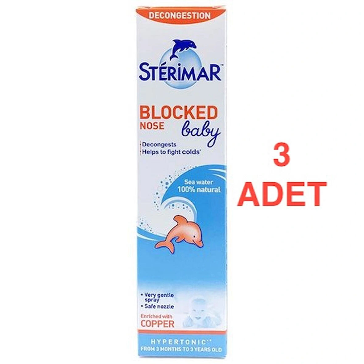 Sterimar Baby Blocked Nose Hipertonik Sprey 50 ml 3 Adet