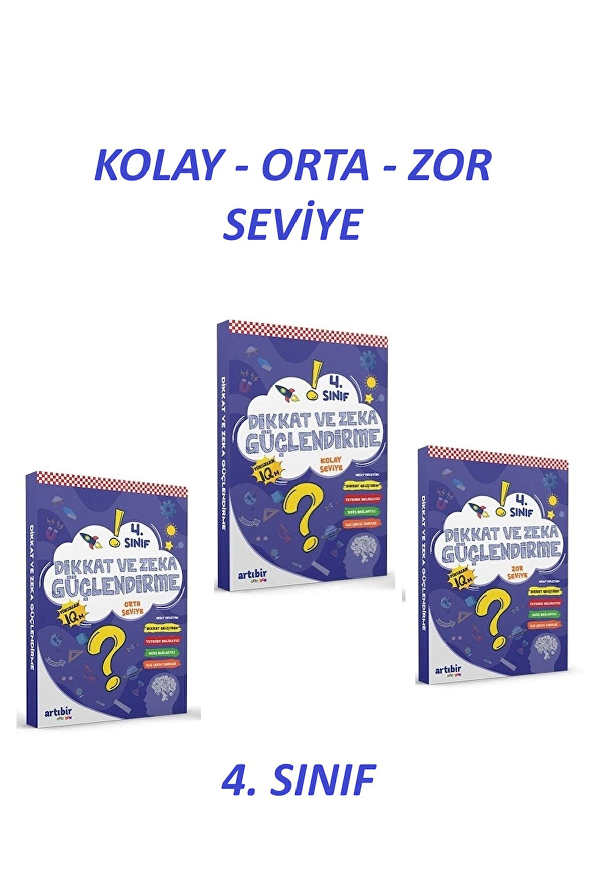 4. Sınıf Dikkat ve Zeka Güçlendirme 3'lü Set Kolay, Orta, Zor Seviye