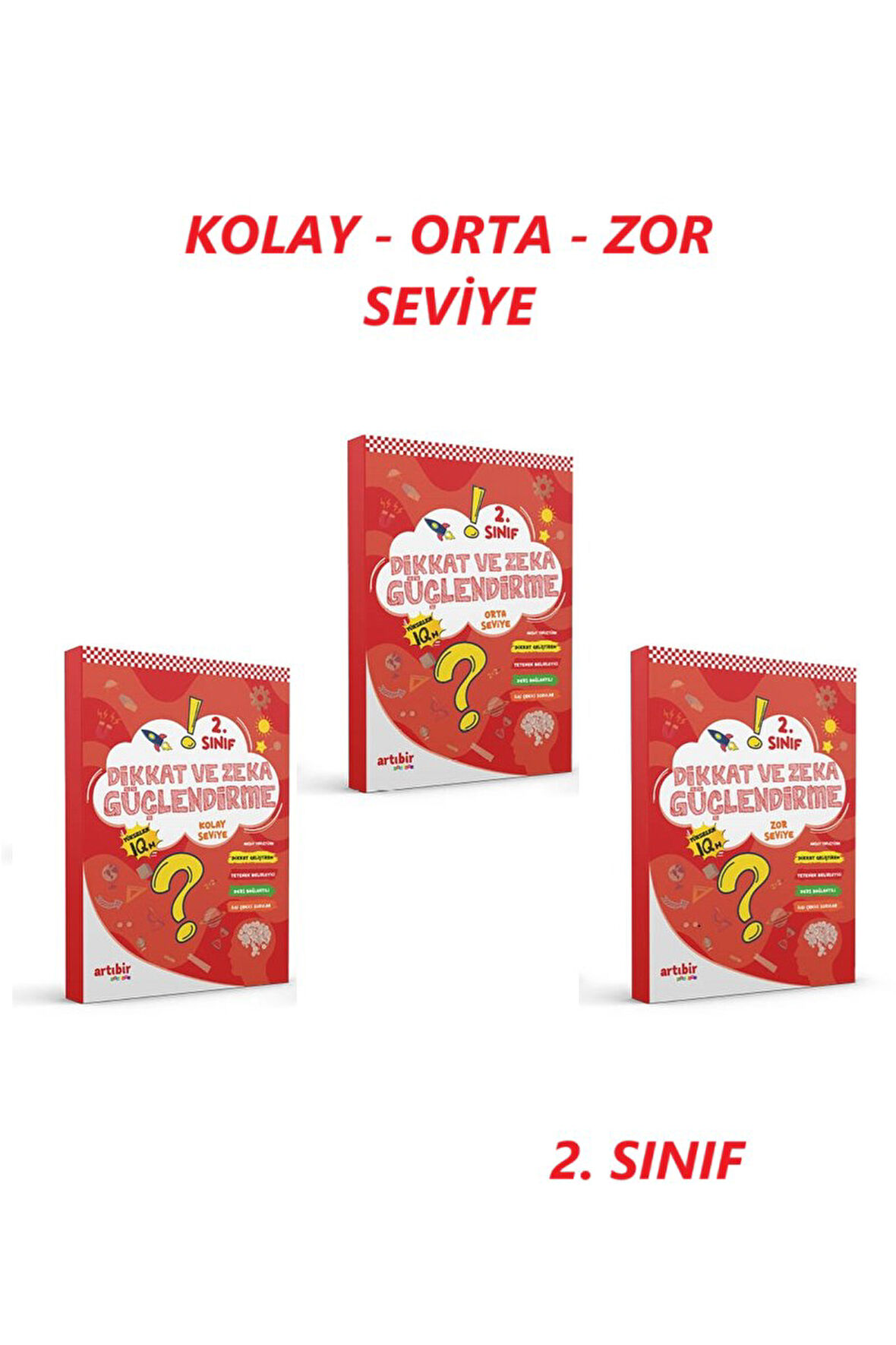 2. Sınıf Dikkat ve Zeka Güçlendirme 3'lü Set Kolay, Orta, Zor Seviye