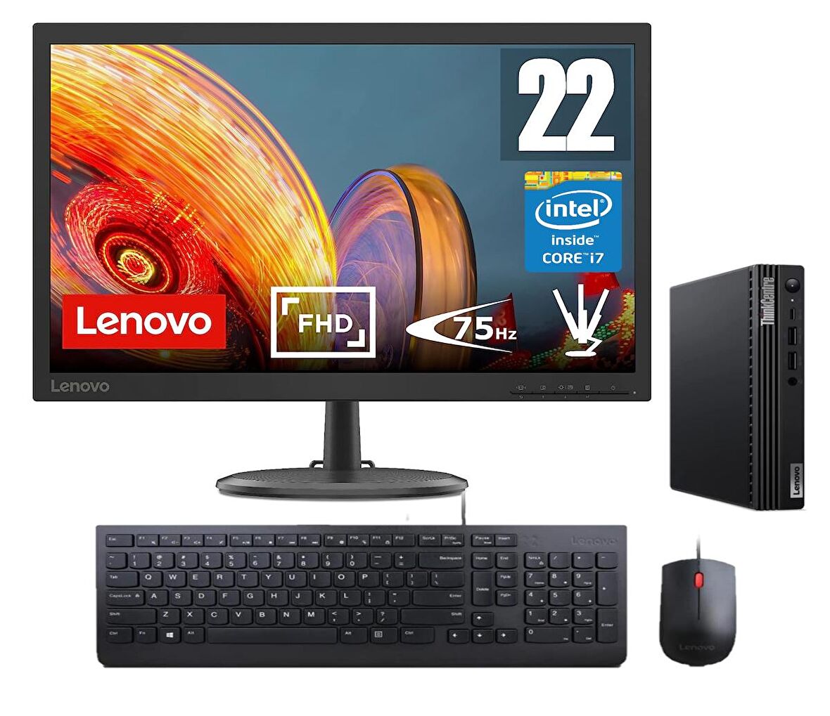 LENOVOThinkCentre M70q Gen 3 İntel Core i7-12700T 8GB 512GB SSD FREEDOS FHD 21.,5 Mon Mini Masaüstü Bilgisayar TİNY11T30036TXM02+ZettaUsbBellek