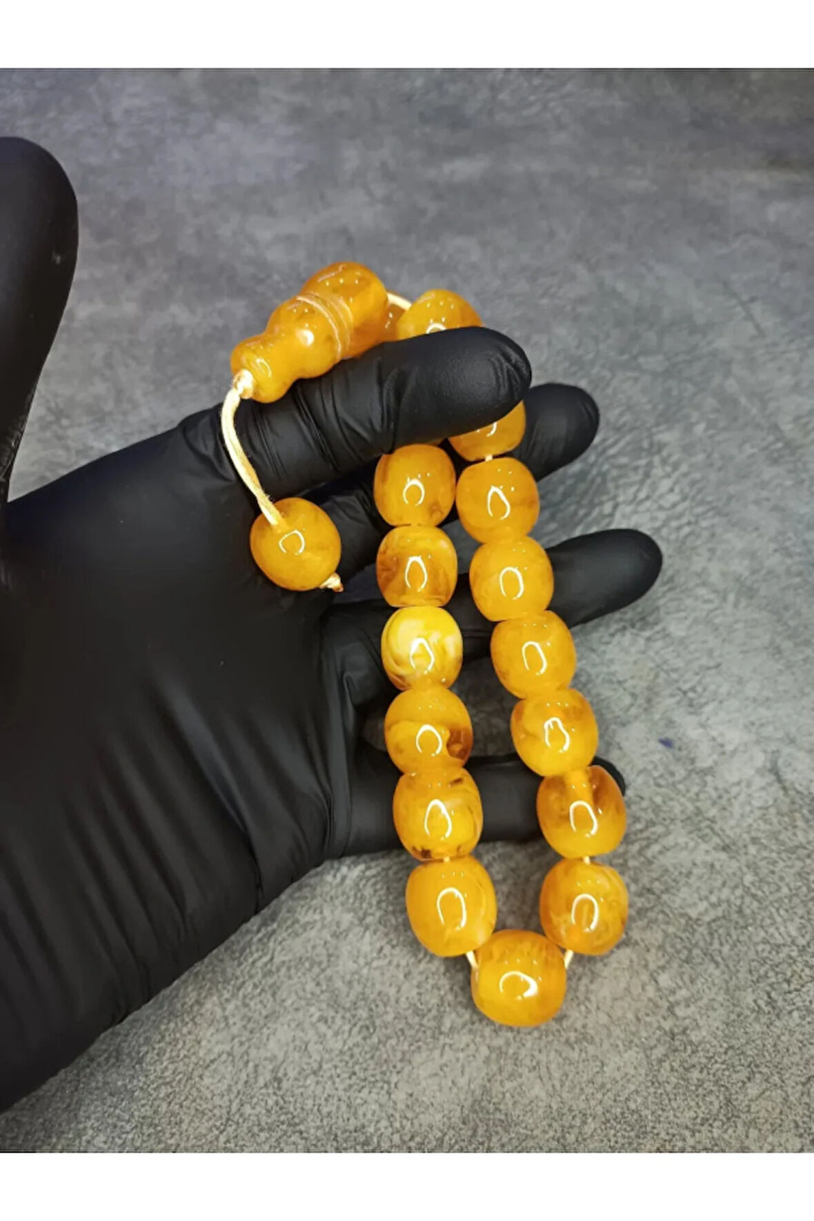 Büyük Boy Üst Düzey Maskot Toz Kehribar Tesbih Sarı