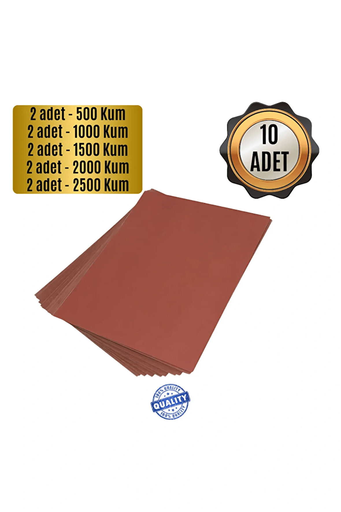 El Su Zımpara Kağıdı Far Temizleme Araç Parlatma Seti 500-1000-1500-2000-2500 Kum İnce Kalın 10 adet