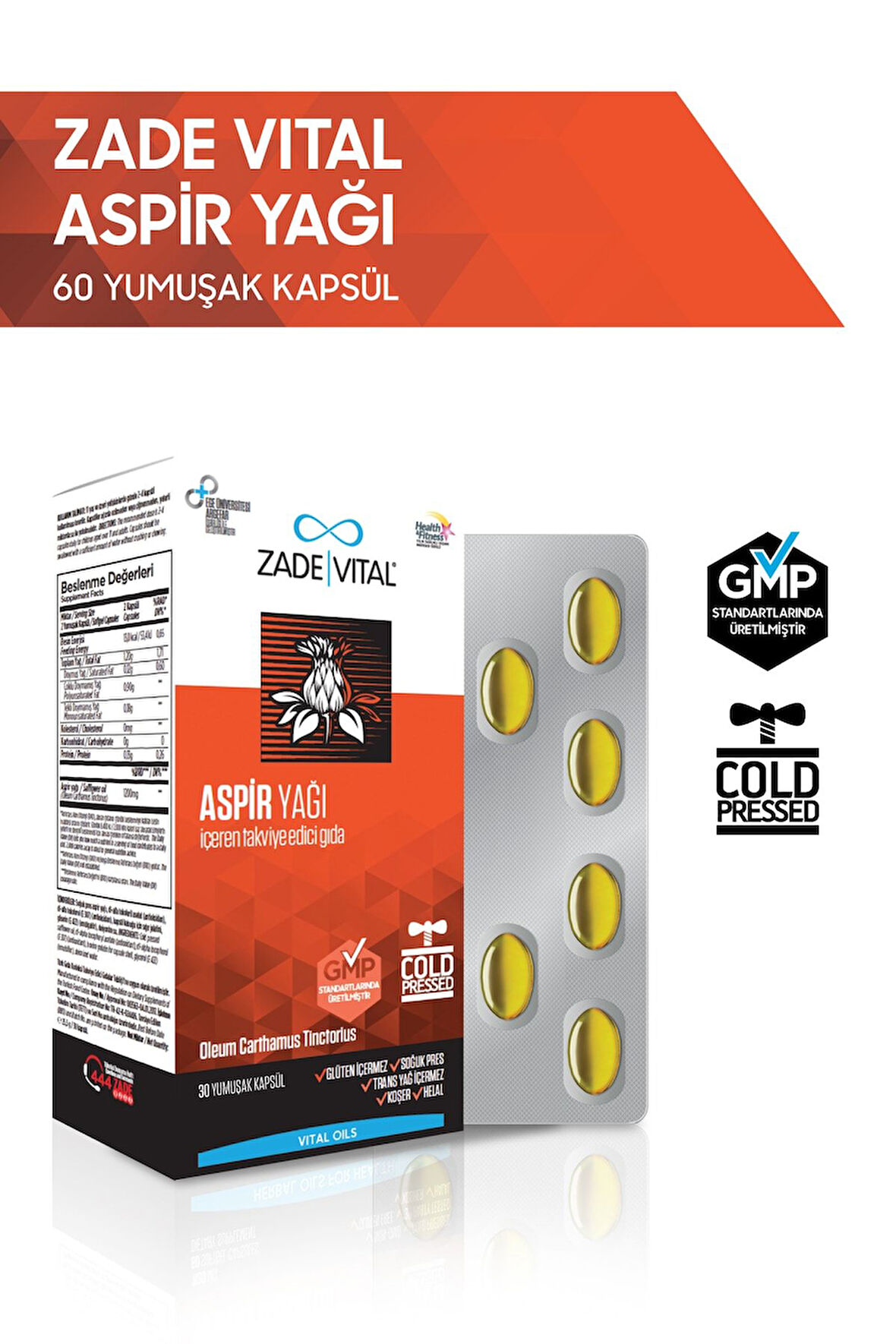 Zade Vital Aspir Yağı Blister 60 Kapsül