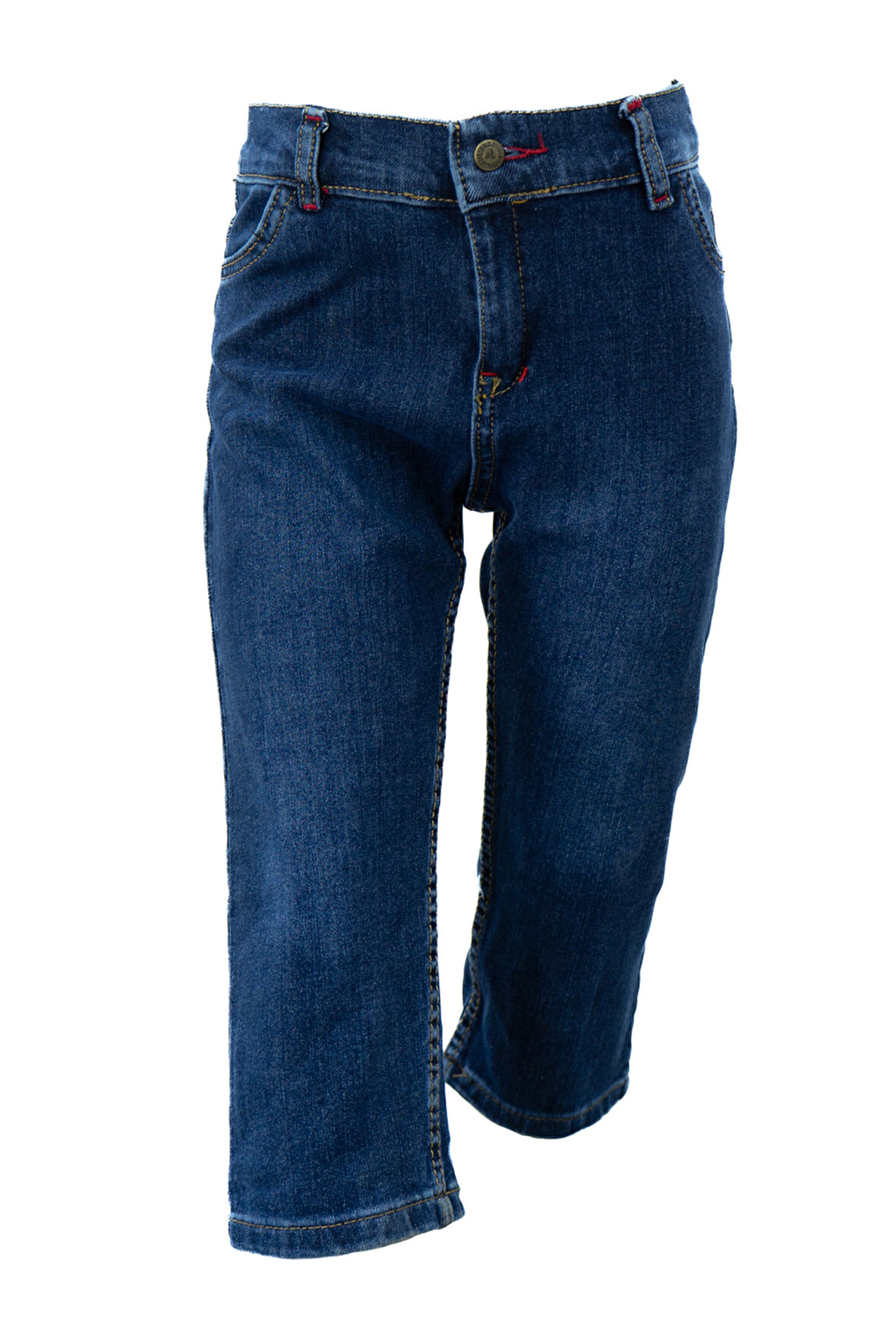 Oppland Yazlık Erkek Çocuk Kot Kapri Şort 3-12 Yaş için Diz Altı Pamuklu Cepli Rahat Sempatik