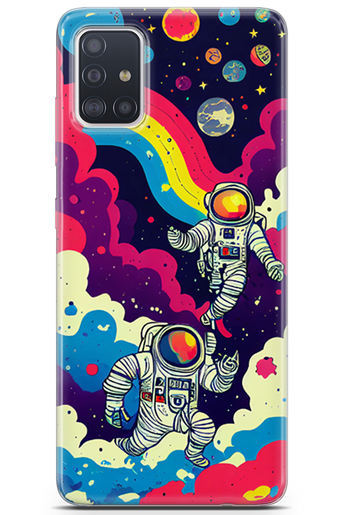 Samsung Galaxy A71 uyumlu Renkler 15 HD Kapak Astronot Gezegen