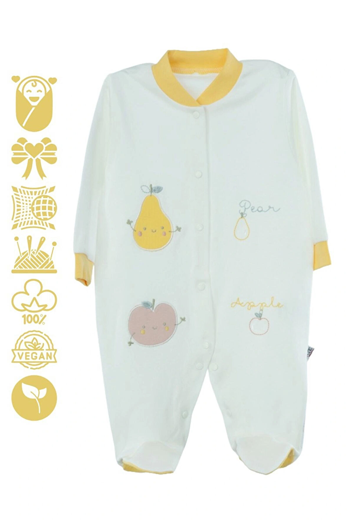 Oppland Erkek Bebek Tulum 3-6 Aylık Organik %100 Pamuk Kumaş Uzun Kol Çıtçıtlı OPEBT25BYZMOD51
