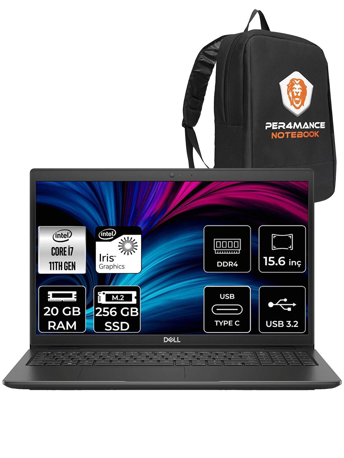 Dell Latitude 3520 i7 1165G7 20GB RAM 256GB SSD 15.6'' FHD FDOS N052L352015 & PER4 ÇANTA