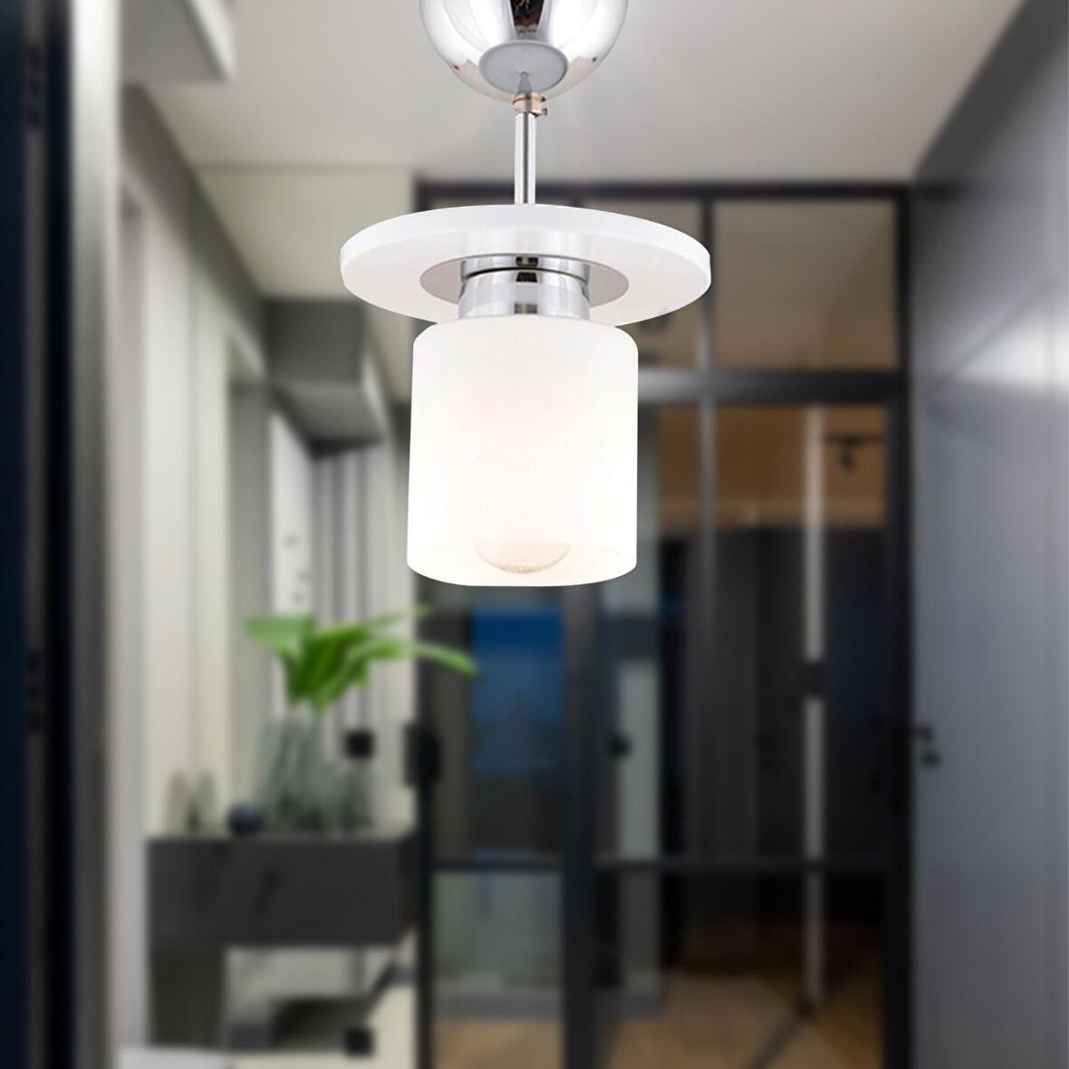 Atlas Tekli Beyaz Yuvarlak  Modern Genç Odası Mutfak- Banyo Mutfak Salon Avize