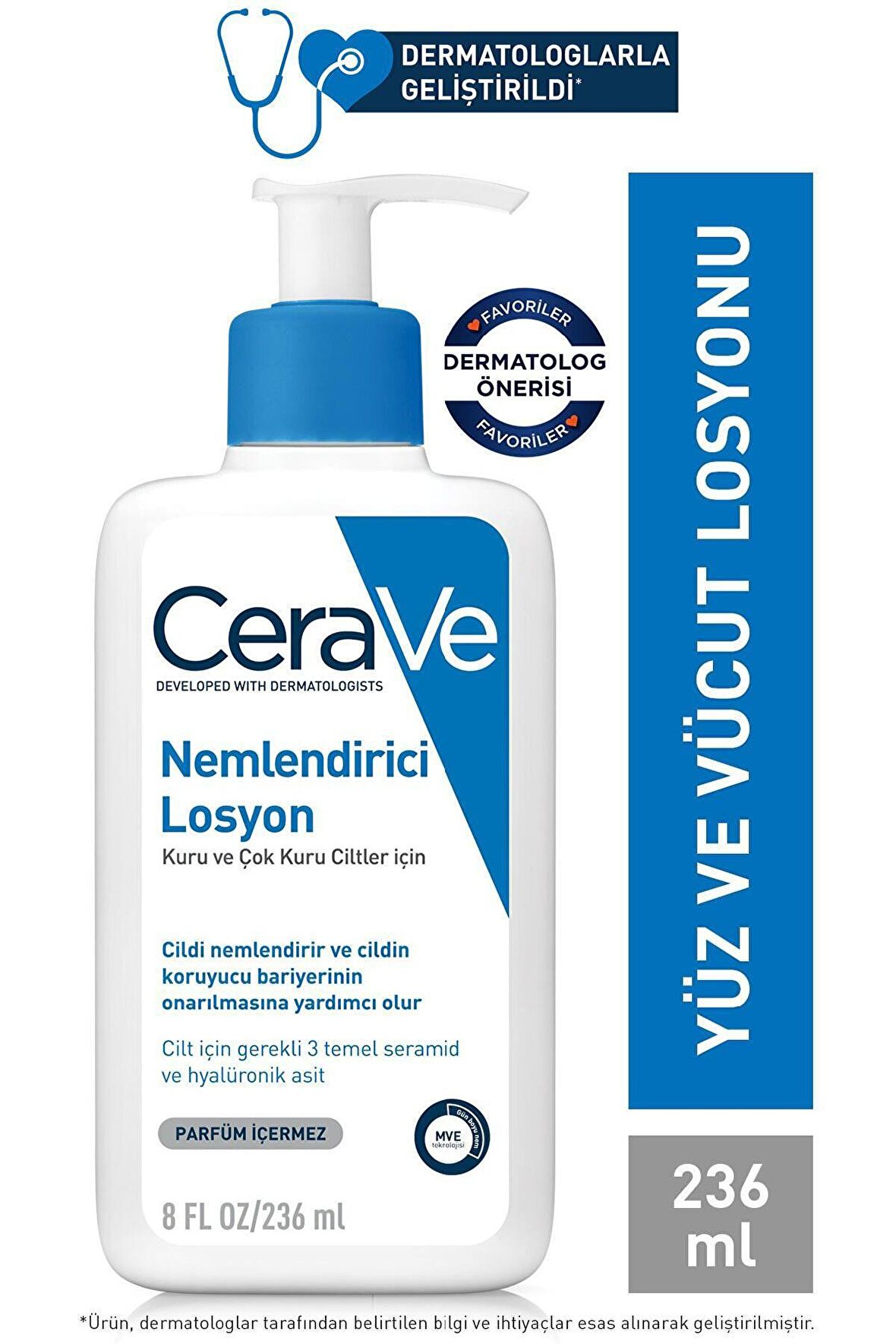 Cerave Kuru Ciltler İçin Hyalüronik Asitli Su Bazlı Yağsız Nemlendirici Yüz Bakım Losyonu 236 ml