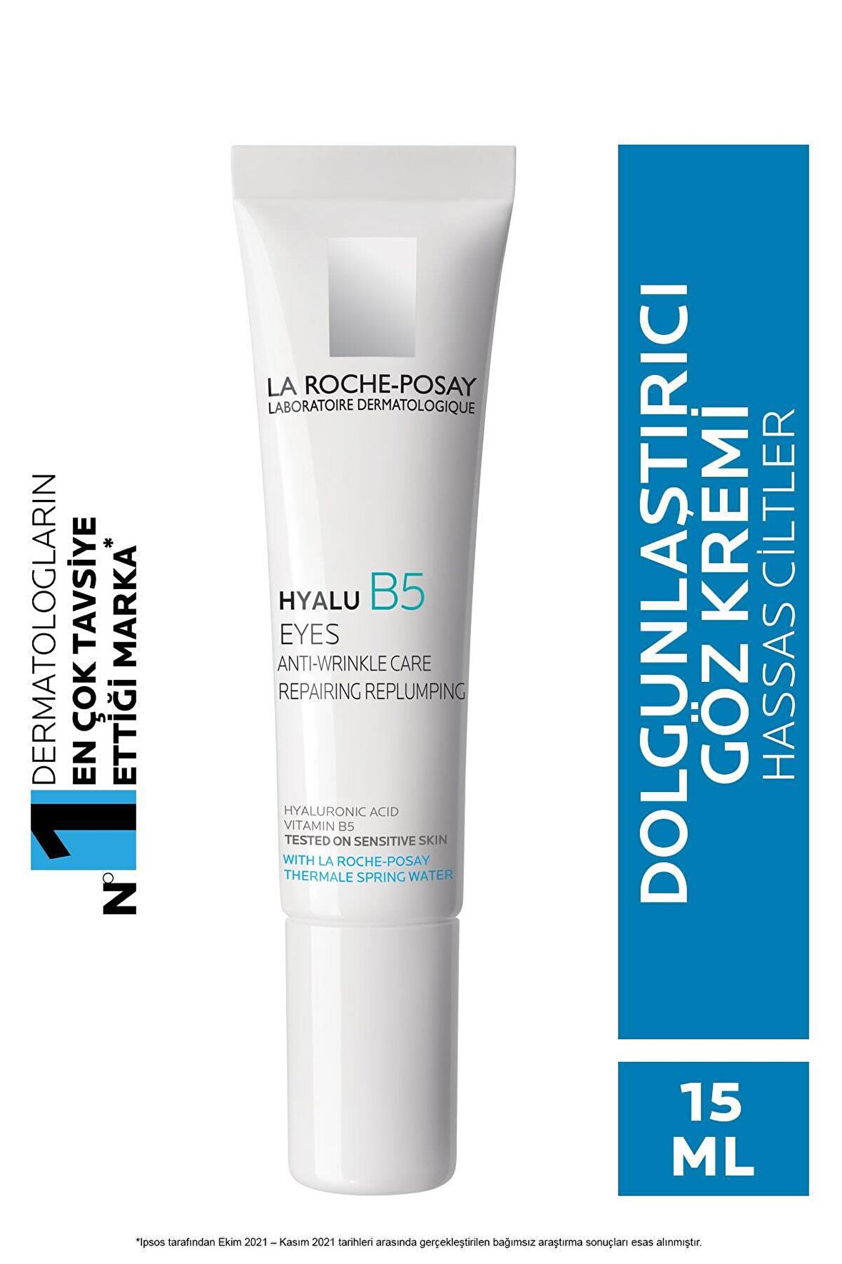 La Roche Posay Hyalu B5 Kırışıklık Karşıtı-Aydınlatıcı B5 Vitamini-Hyalüronik Asit Hipoalerjenik 40 Yaş + Göz Çevresi Krem 15 ml 