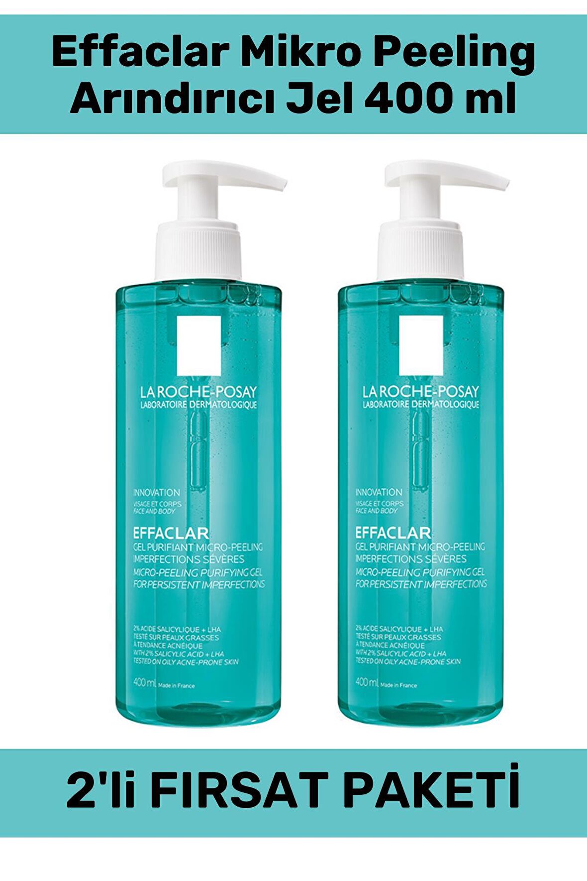 La Roche Posay Effaclar Mikro Peeling Arındırıcı Jel 400 ml - 2 Adet