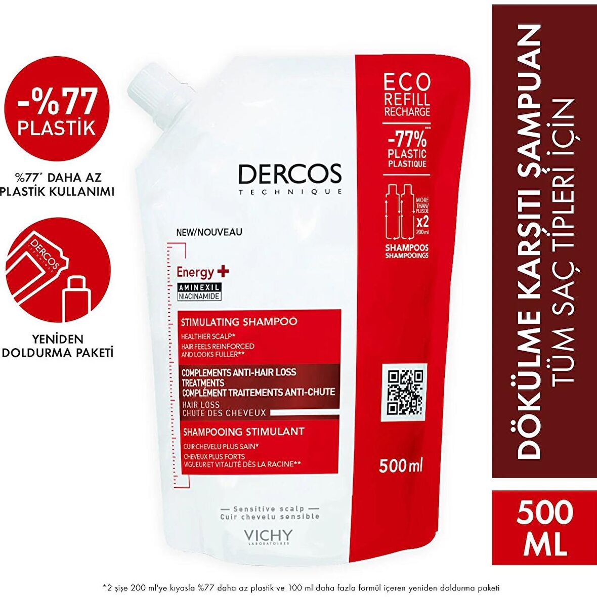 Vichy Dercos Energisant Saç Dökülmesine Karşı Şamp 500 ml