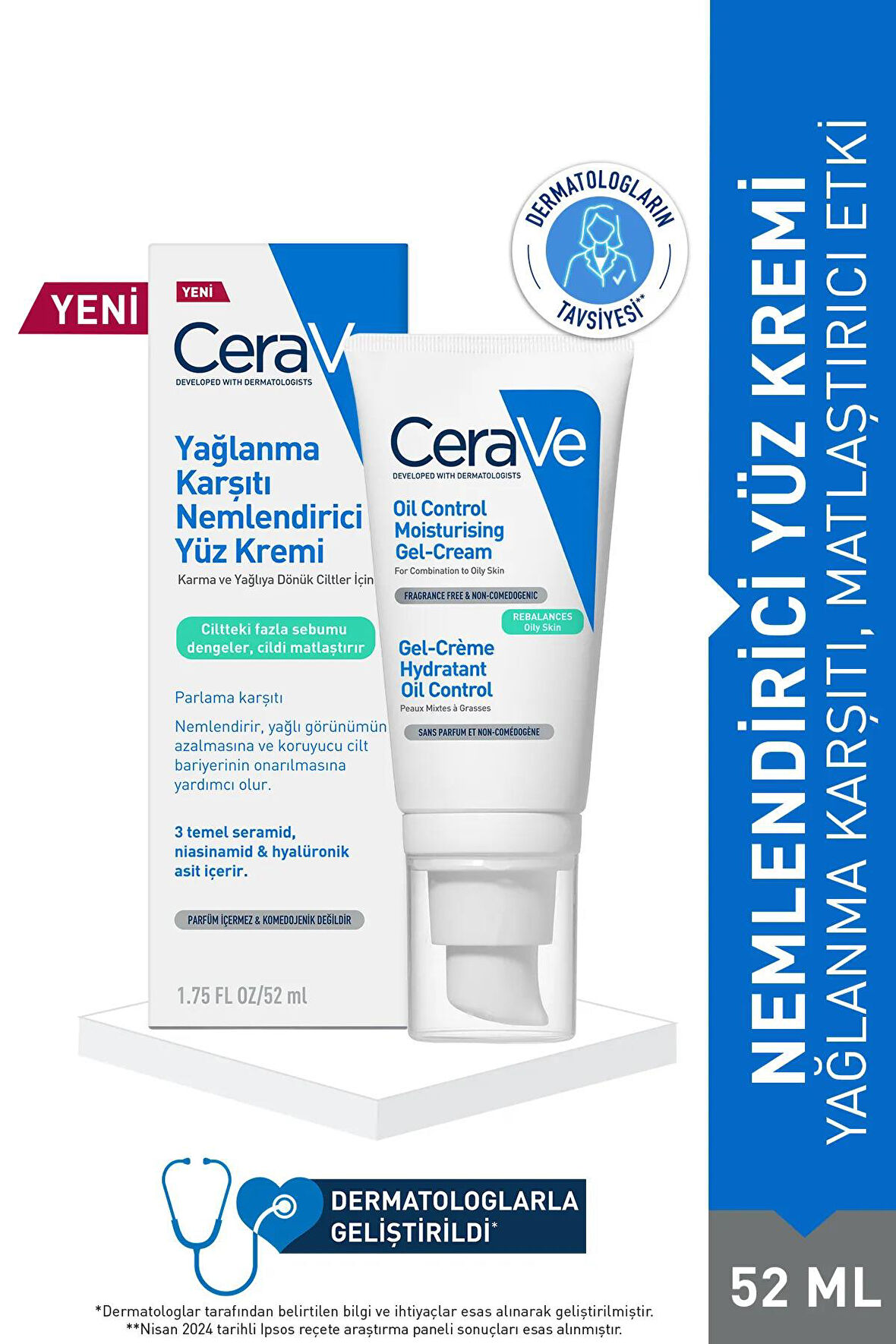 Cerave Yağlanma Karşıtı Nemlendirici Yüz Kremi 52  