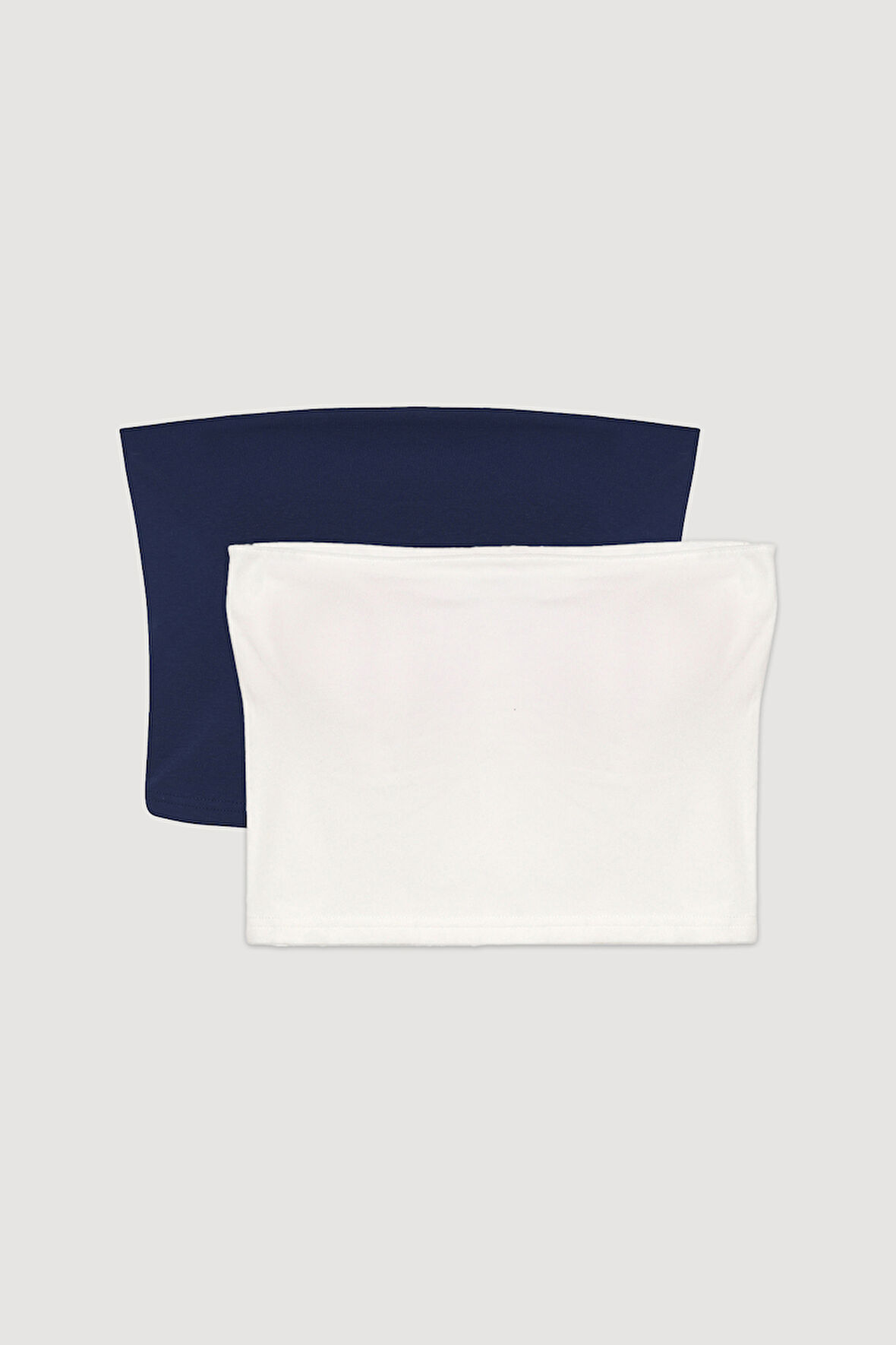 Basic Büstiyer Bluz 2' li Paket Ekru-Lacivert