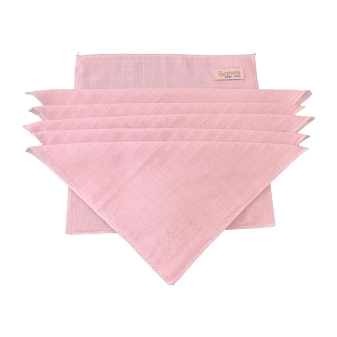  Pamuk Muslin Kumaş Bebek Ağız Mendili Düz Pembe (26x26Cm) 