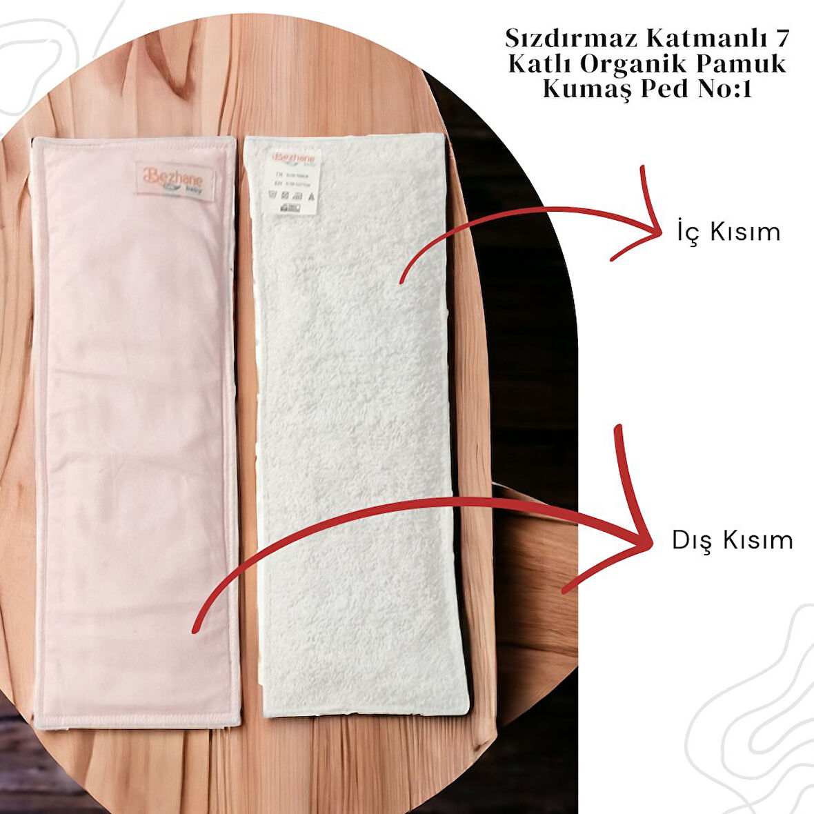 BEZHANE 7 Katlı Yıkanabilir Bebek Pedi Pudra Pembe 1 Numara