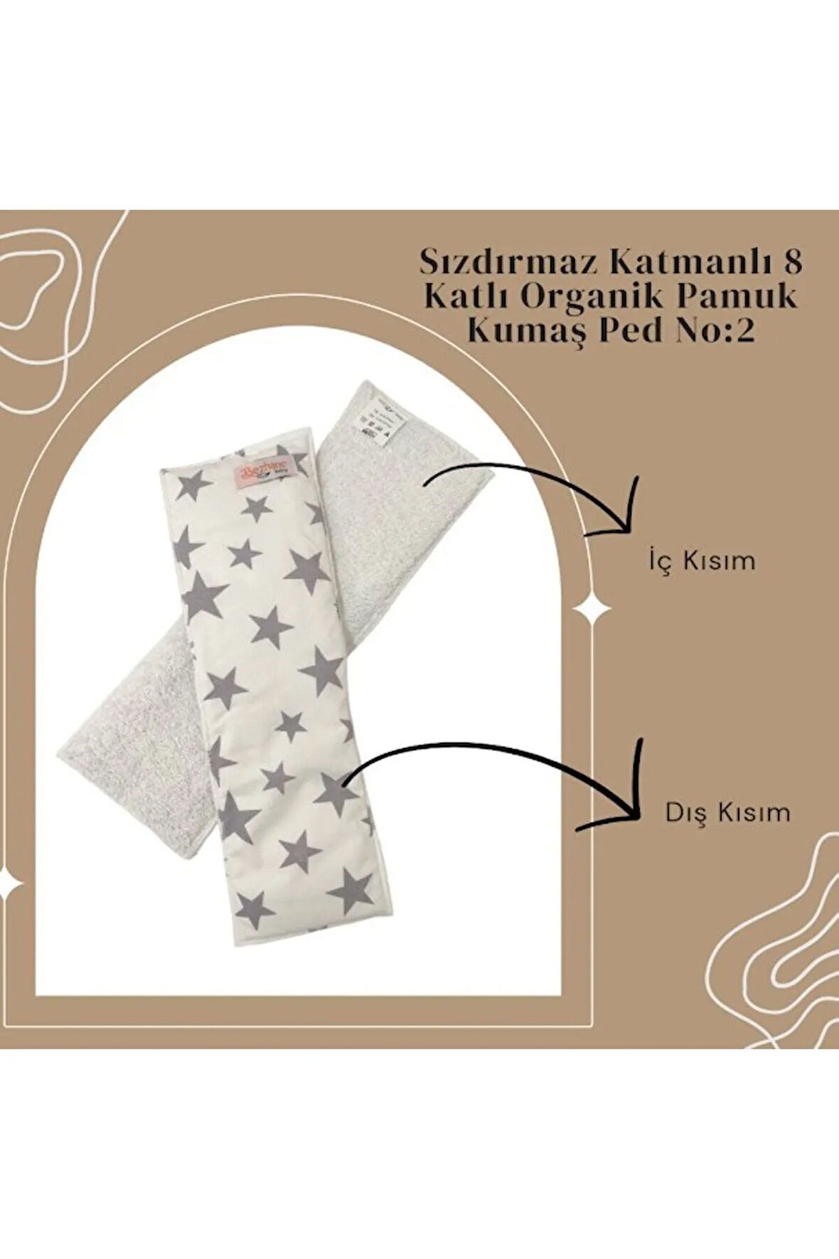 8 Katlı Yıkanabilir Bebek Pedi Gri Yıldızlı 2 Numara