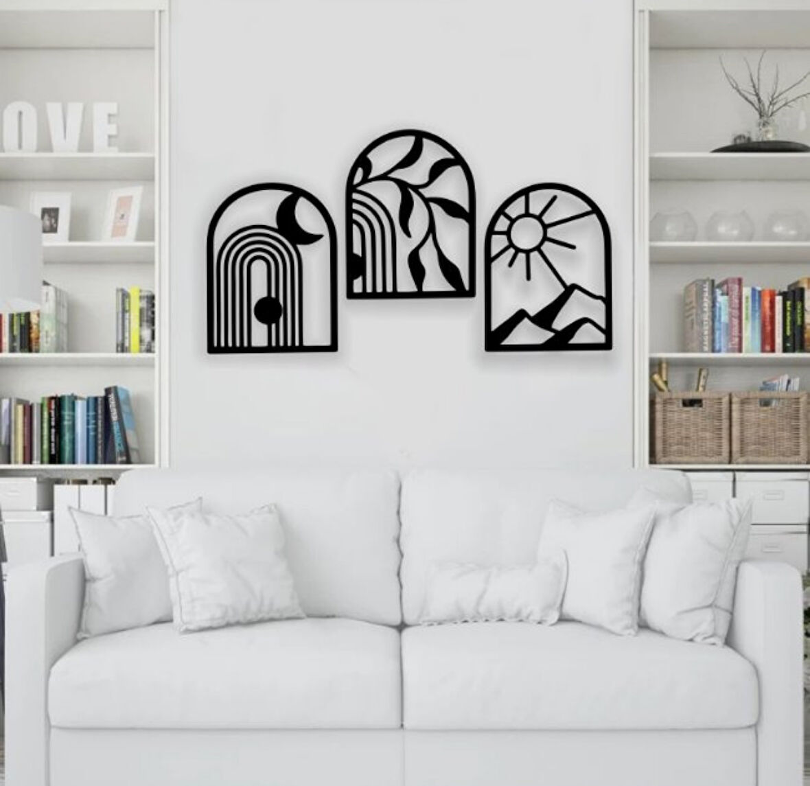 Siyah Ahşap Geometrik Ruh 25cm X 32cm - 3 adet Tablo Duvar Dekoru 3mm Mdf Lazer Kesim