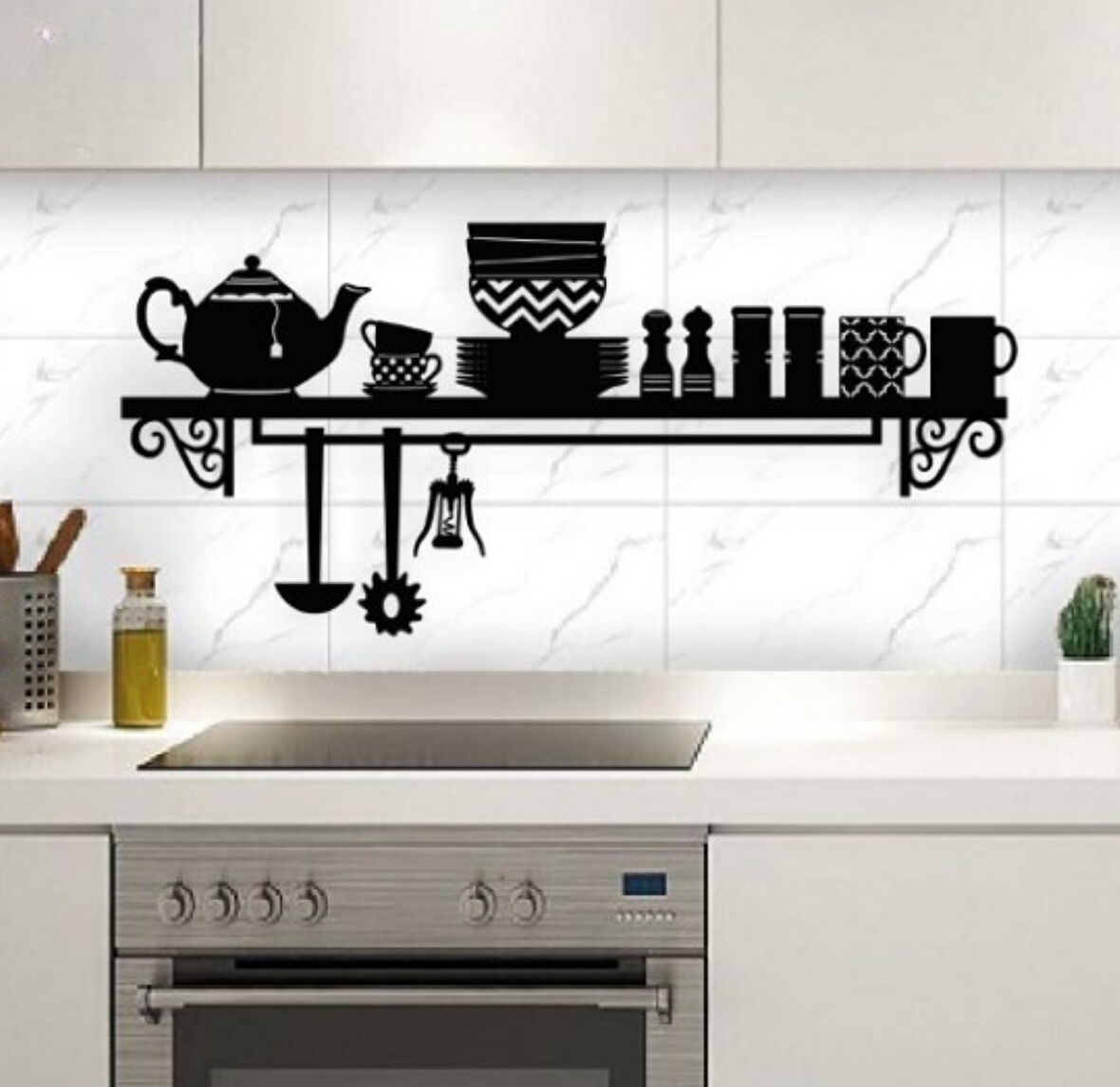 Siyah Ahşap Mutfak Dekor 70cm X 32cm Tablo Duvar Dekoru 3mm Mdf Lazer Kesim