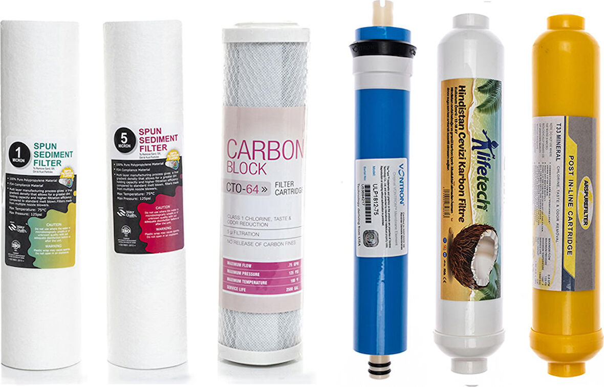 Sulook Açık Kasa Su Arıtma Cihazlarına Uyumlu 6'lı Filtre Seti Vontron Membranlı