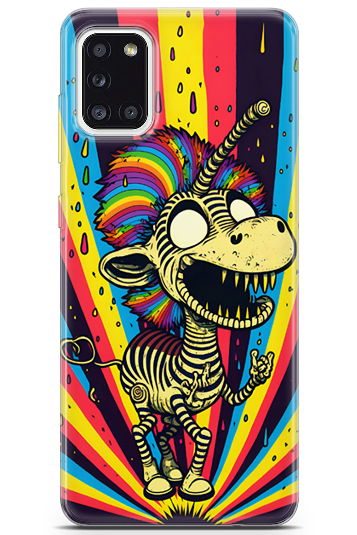 Samsung Galaxy A31 uyumlu Renkler 18 Telefon Kılıfı Zombie Zebra Renk