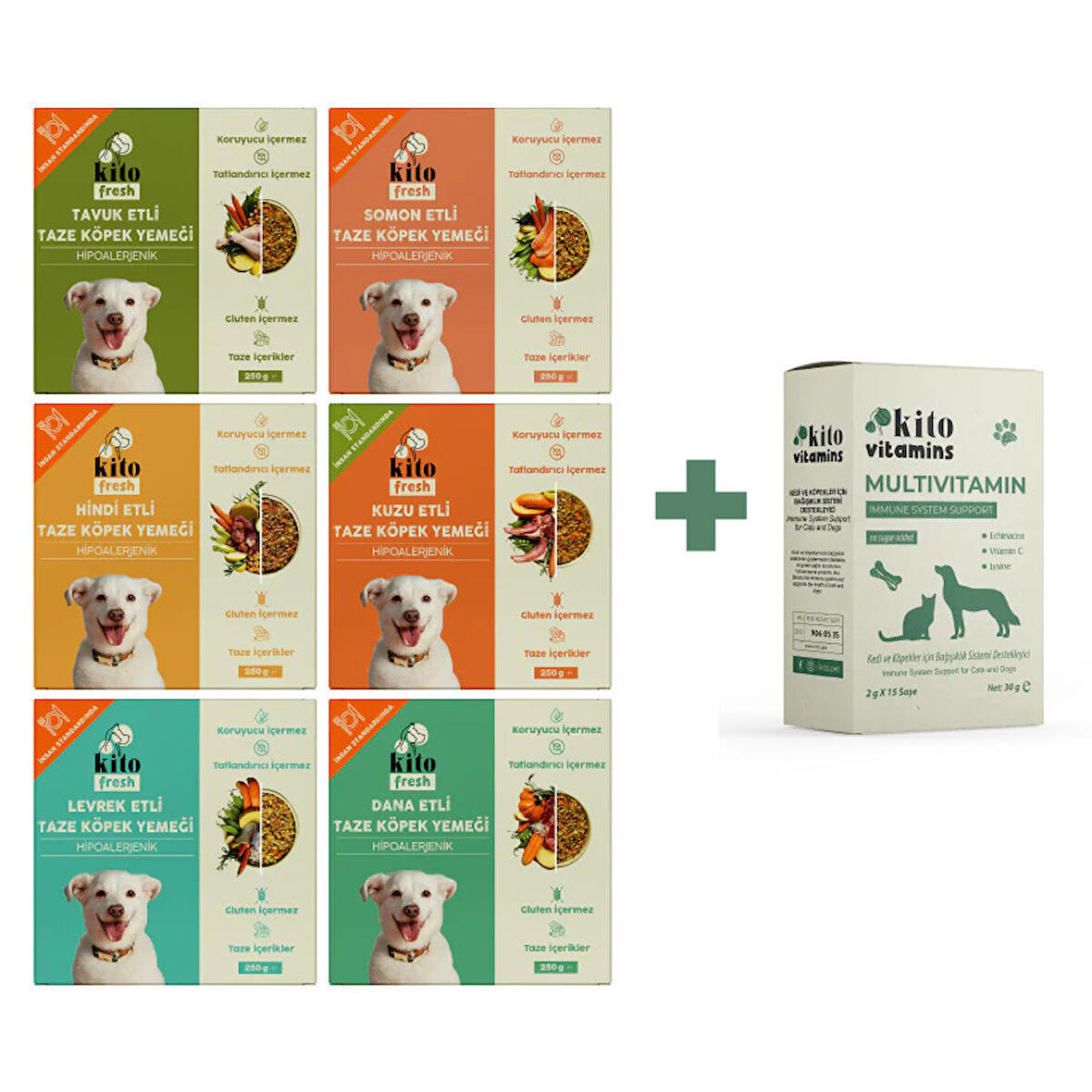 Köpekler için Kito Fresh Tanışma Paketi + Kito Multivitamin Bağışıklık Sistemi Destekleyici