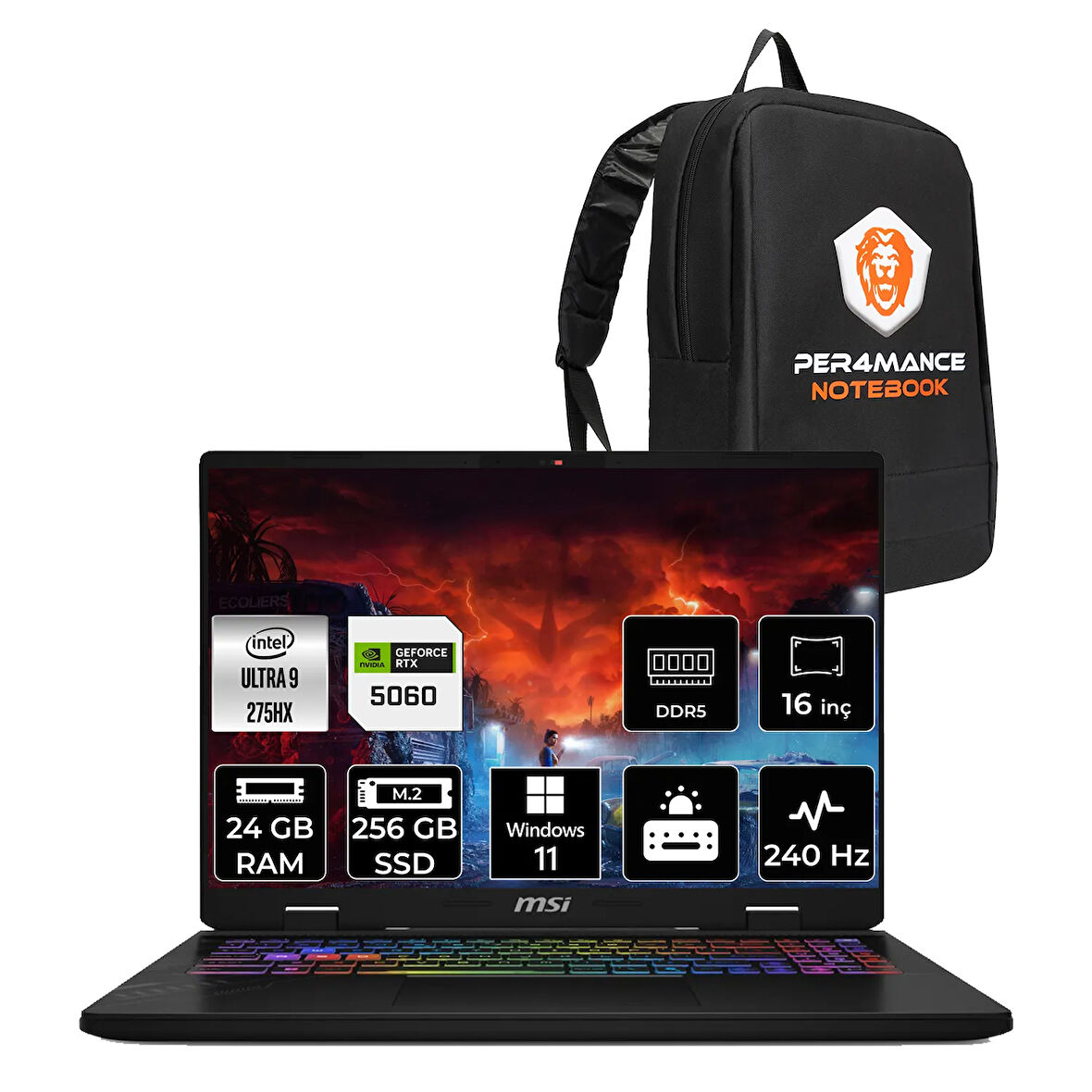 MSI Crosshair 16 HX AI Ultra 9 275HX 24GB 256GB SSD RTX5060/8GB 115W 16" 2K QHD+ 240Hz W11H Gaming