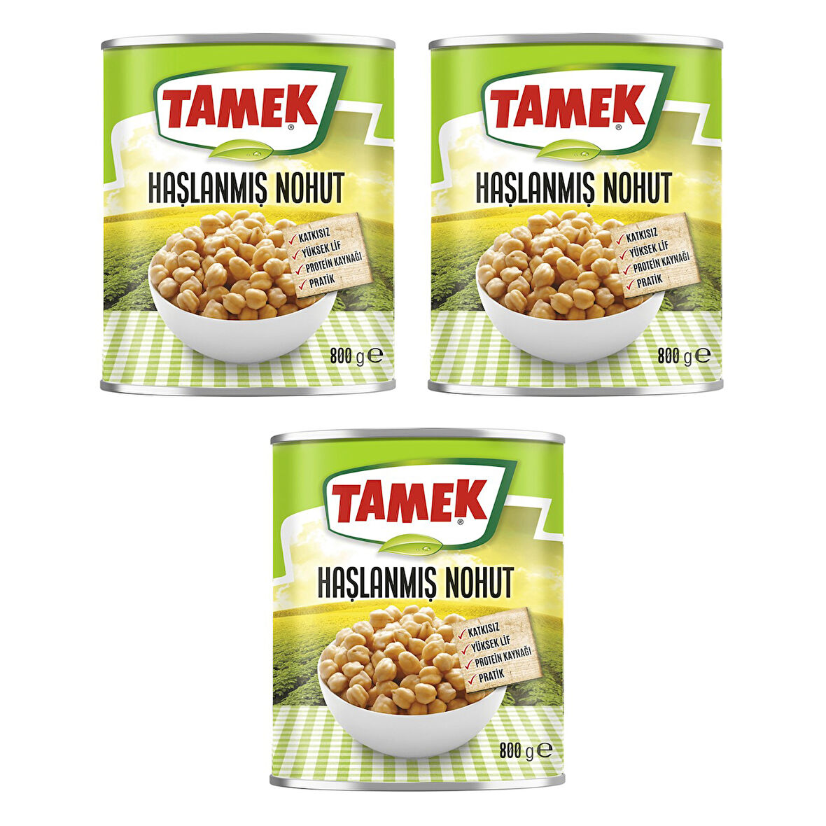 Tamek Haşlanmış Nohut 800 Gr x 3'Lü Paket