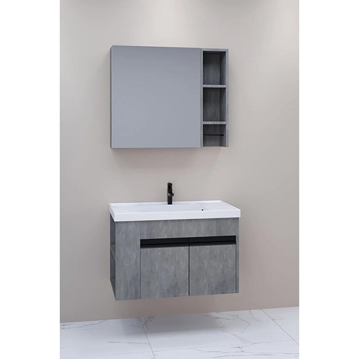 ROMA 80 CM BANYO DOLABI  RETRO/GÜMÜŞ - BOY DOLABI HARİÇ