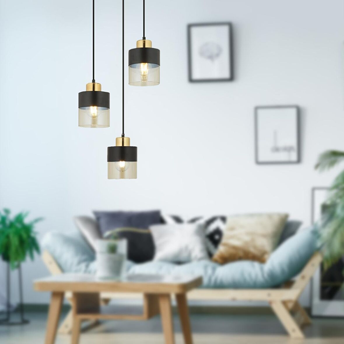 Boris 3Lü Yuvarlak Siyah Sarkıt Modern Genç Odası Mutfak Retro Salon Avize