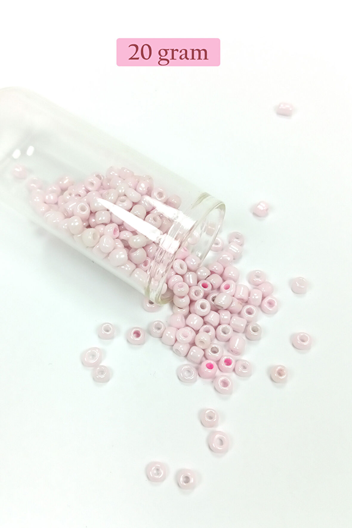 Dökme Cam Kum Boncuk Büyük Boy (6/0) 4 mm - 20 Gram - Toz Pembe - BNC077