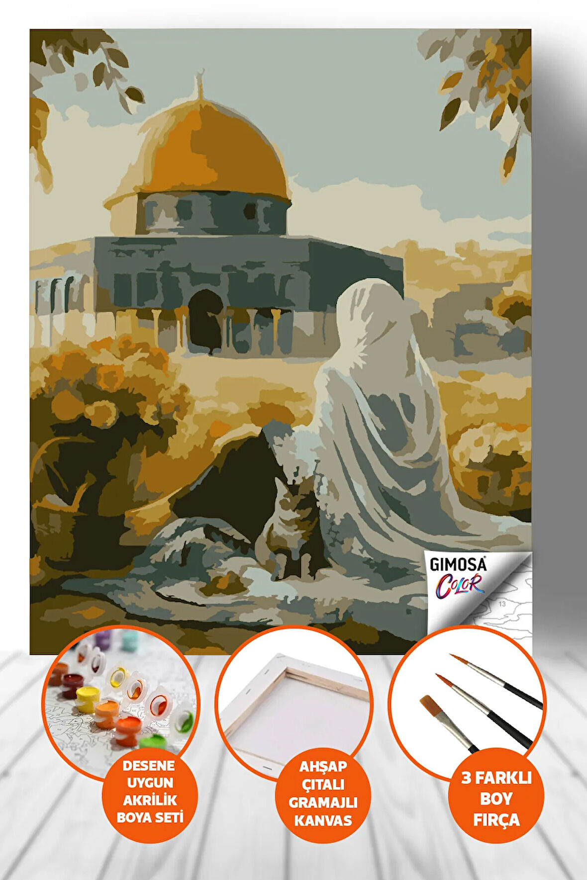 Color Mescid-i Aksa’da Dua Sayılarla Boyama Seti - Yetişkin Boyama, 40x50, Kendin Yap Hobi Seti