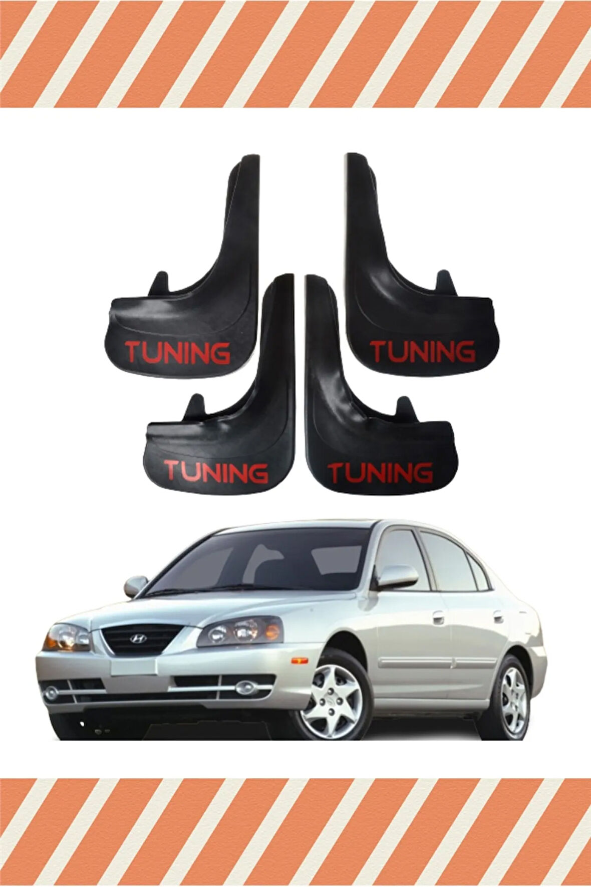 Hyundai Elentra 2002-2007 Tuning yazılı 4’lü tozluk çamurluk paçalık şık koruma