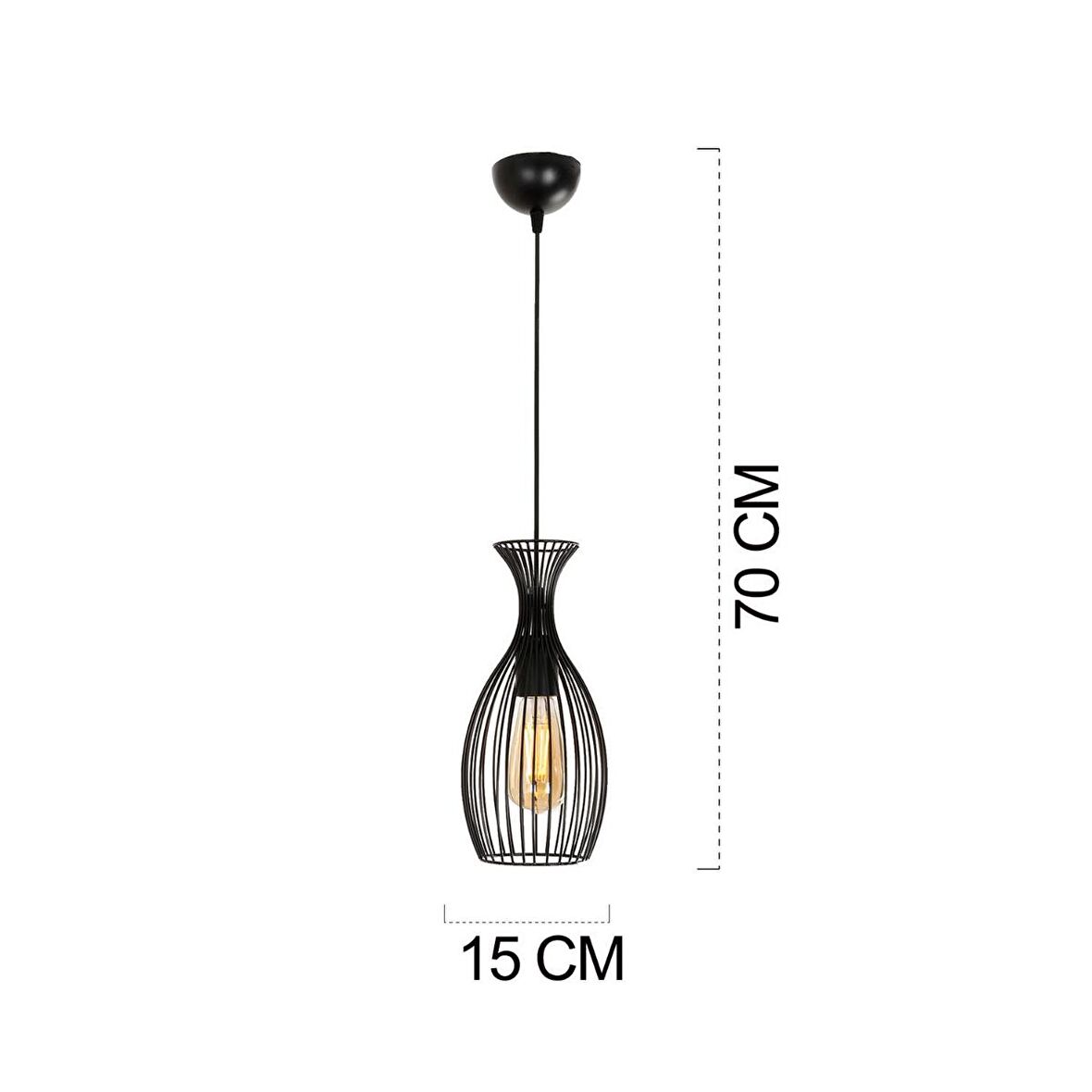 Luti Tekli Telli Siyah Modern Sarkıt Mutfak Salon Sarkıt Avize 