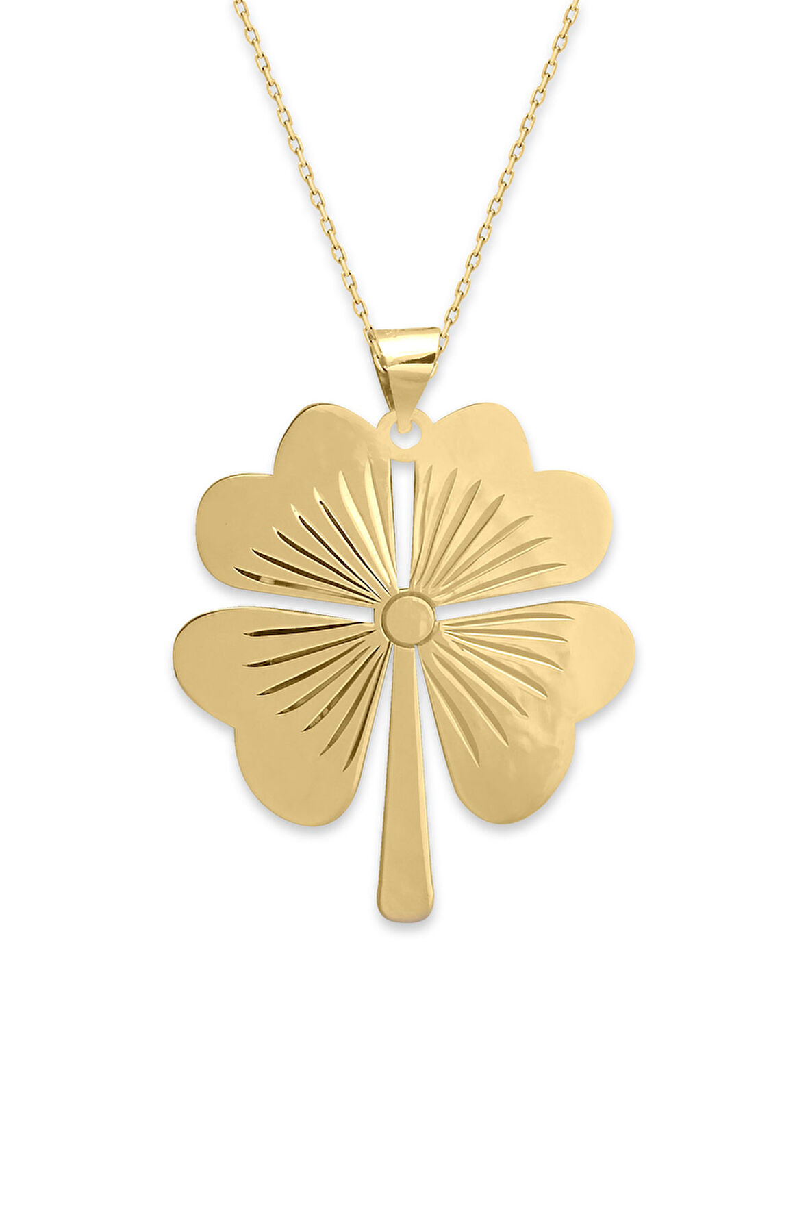 Dev Yonca Altın Kolye