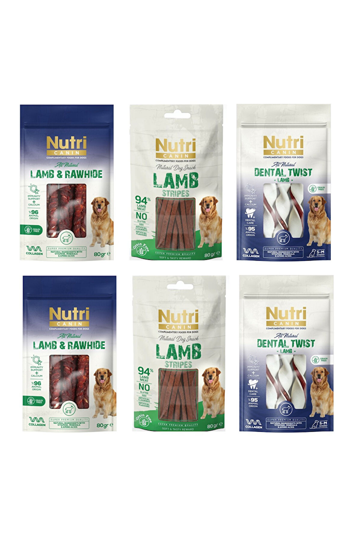 Nutri Canin Fileto + Dental + Rawhide Karma Kuzu Etli Köpek Ödülü 80 Gr. 6 Lı Paket