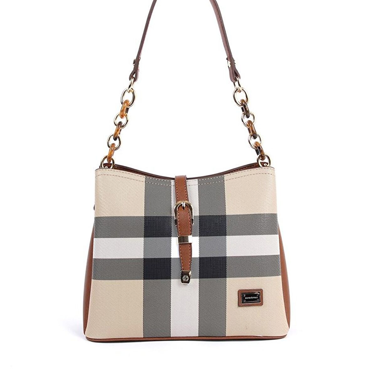 Kadın Omuz Çantası 974-33665 SİLVER POLO Kadın ÇANTASI M130 BEJ-MAT TABA