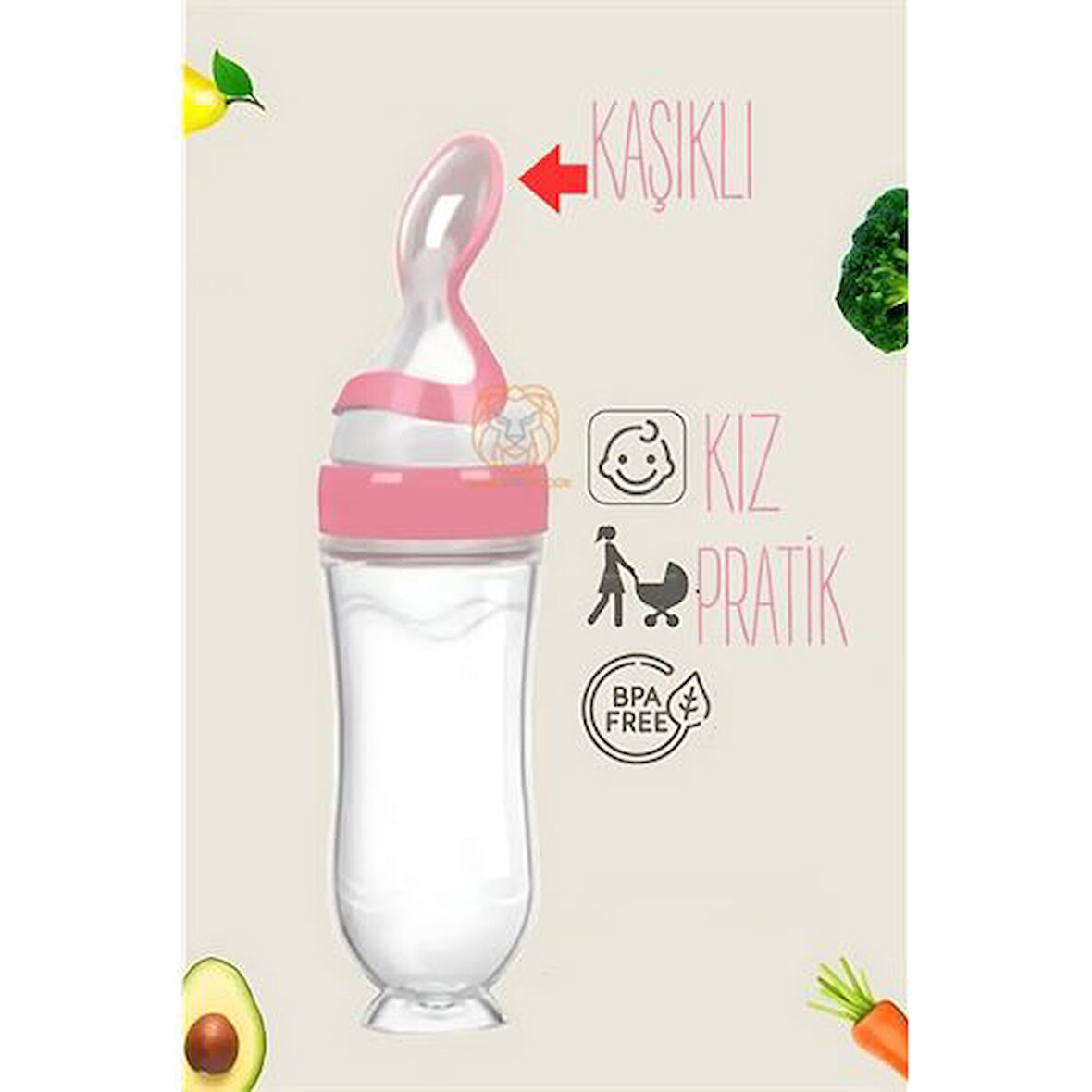 Findit Kaşıklı Mama Silikon Biberon KIZ Bebek Besleyici 334756