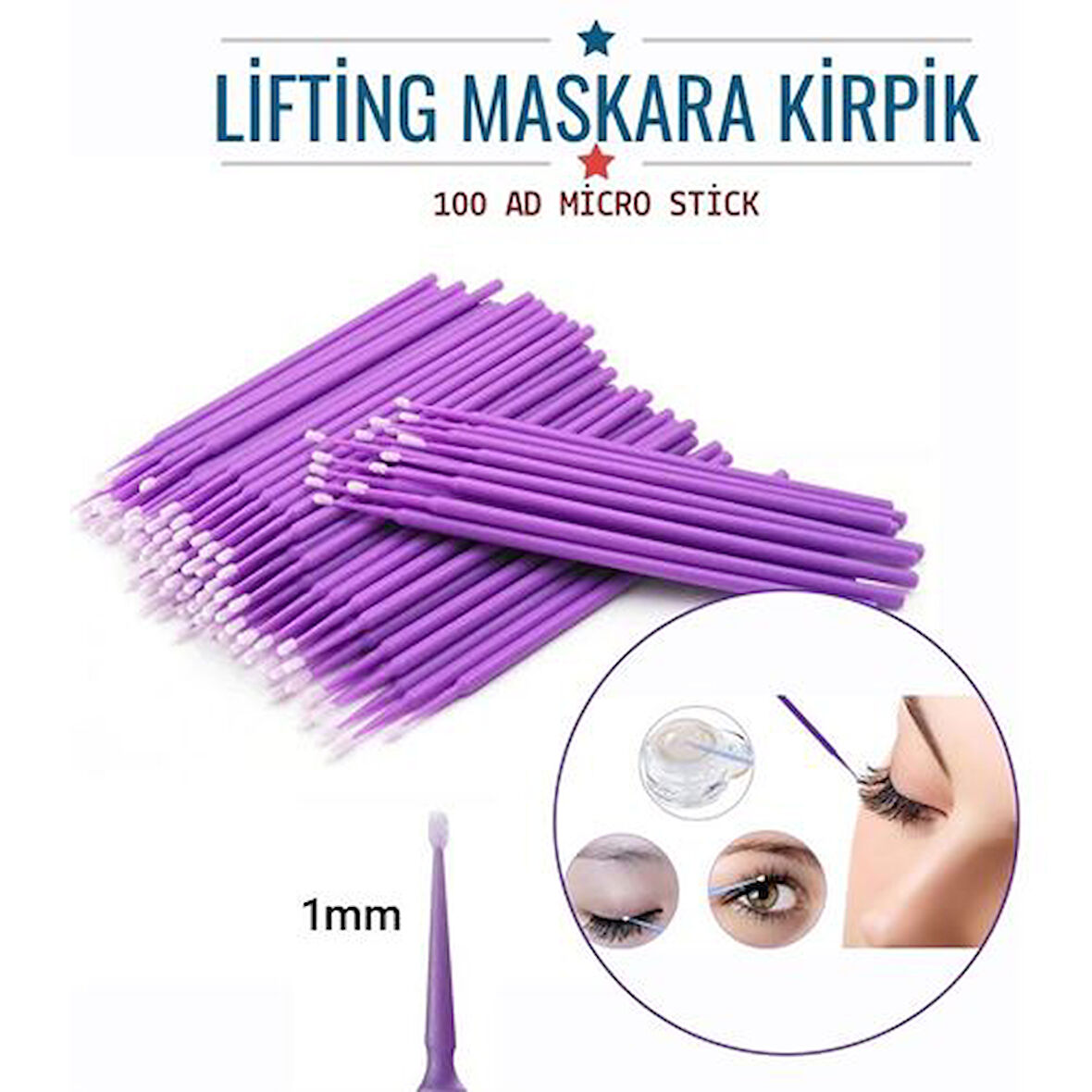 Findit Lifting Maskara Kirpik Micro Stick Fırça 100 Adet