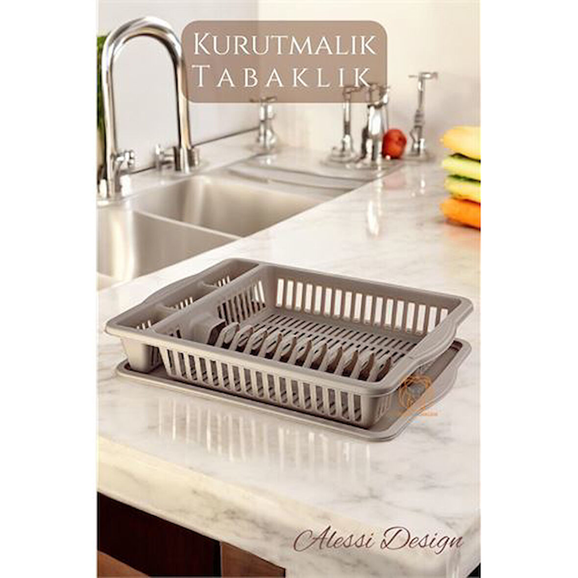 Findit Bulaşık Durulama Sepeti Tabaklık Bulaşık Kurutmalık KAHVE Alessi 330773