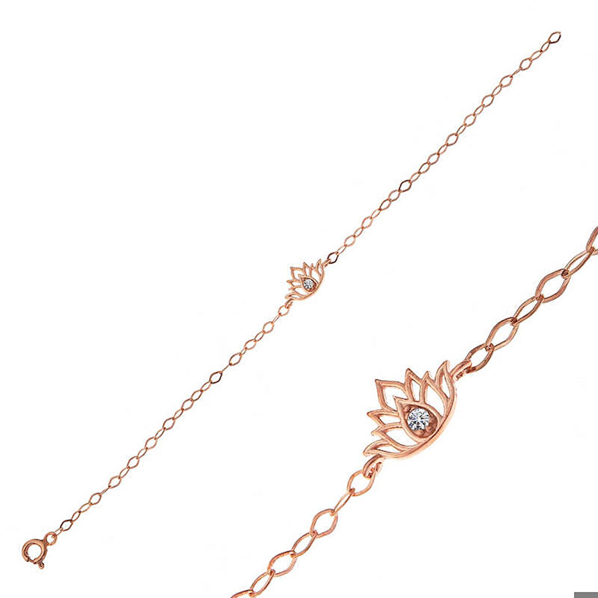 Gümüş Rose Lotus Çiçeği Kadın Bileklik